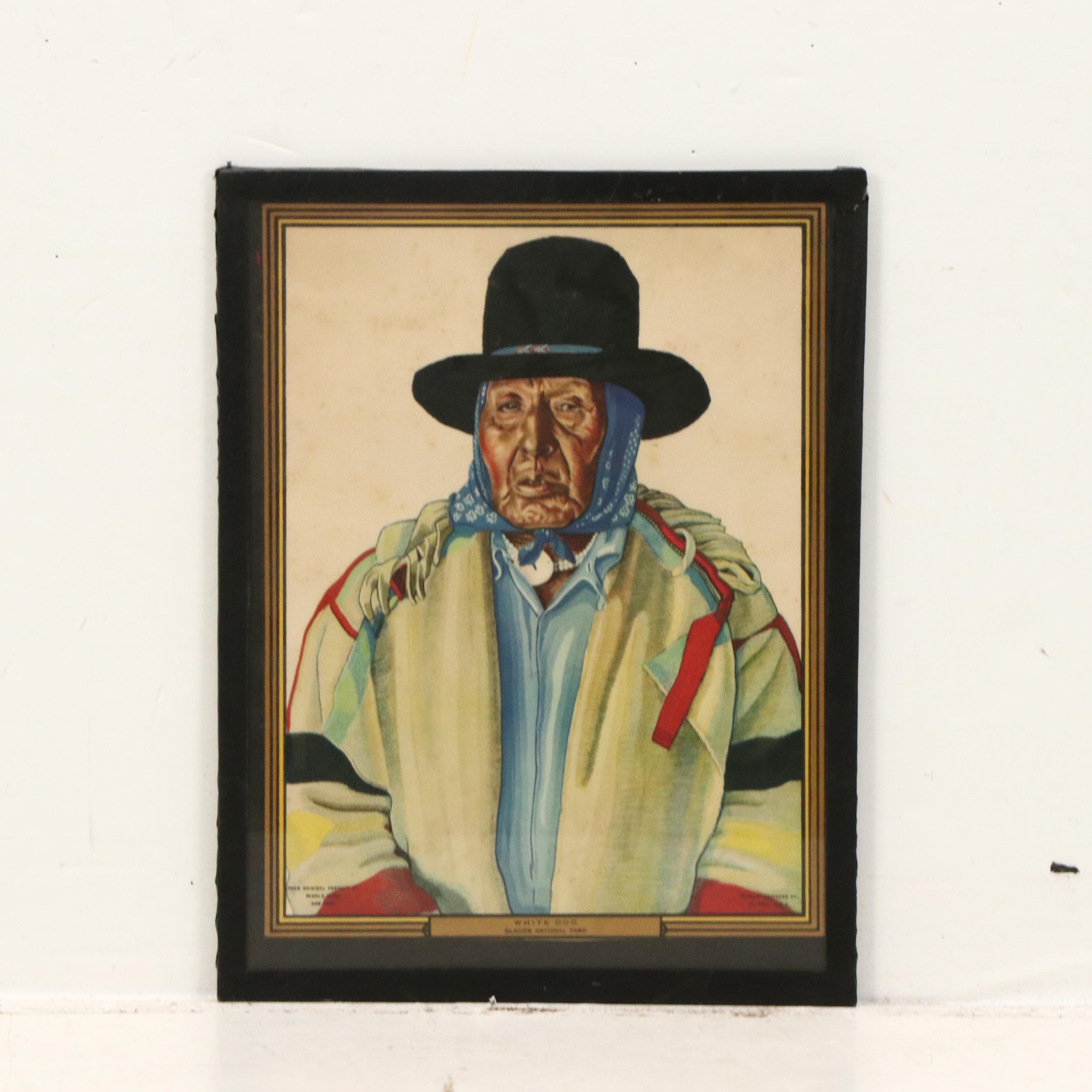After Winold Reiss Indigenous American Portraits Color Halftones, Mid-Century