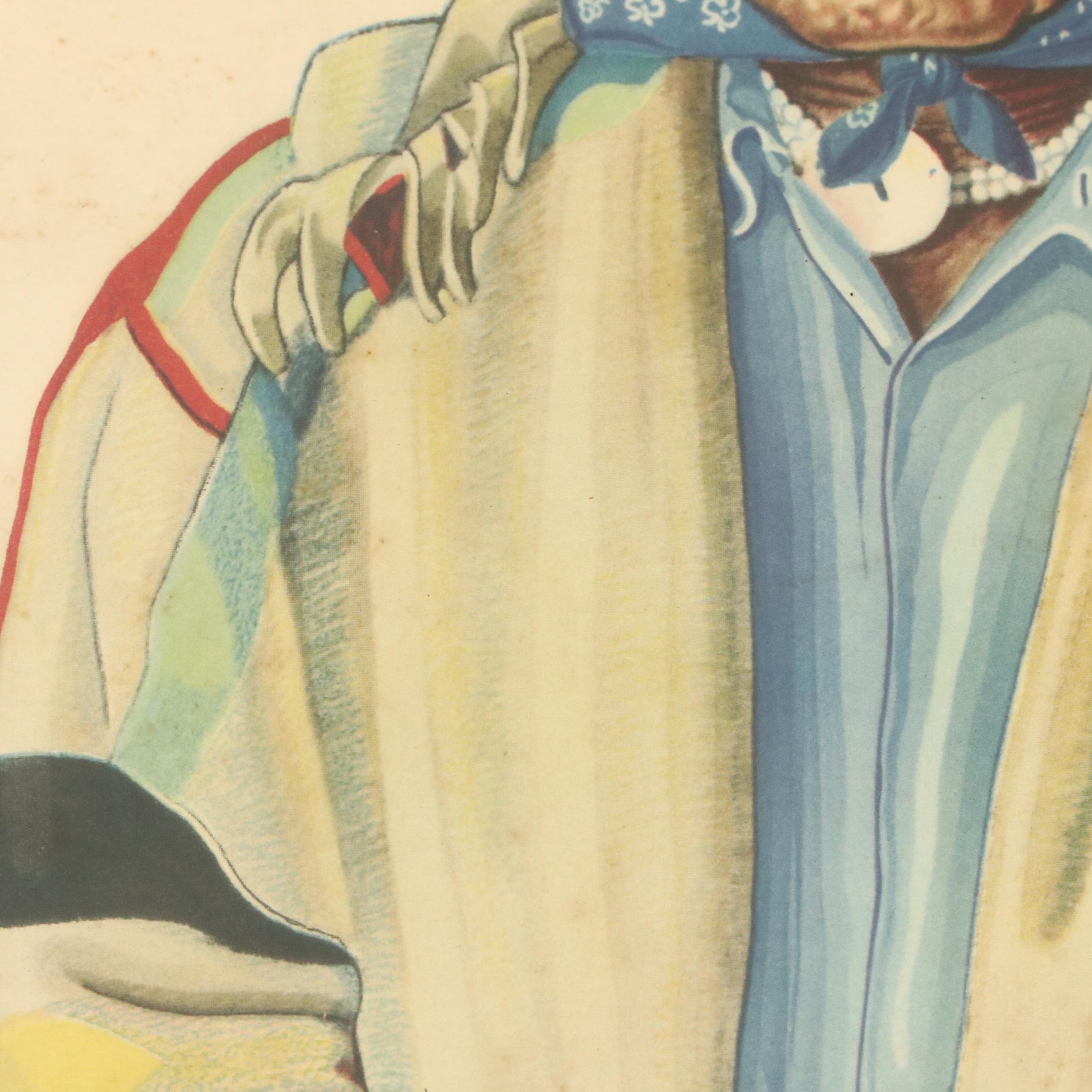 After Winold Reiss Indigenous American Portraits Color Halftones, Mid-Century