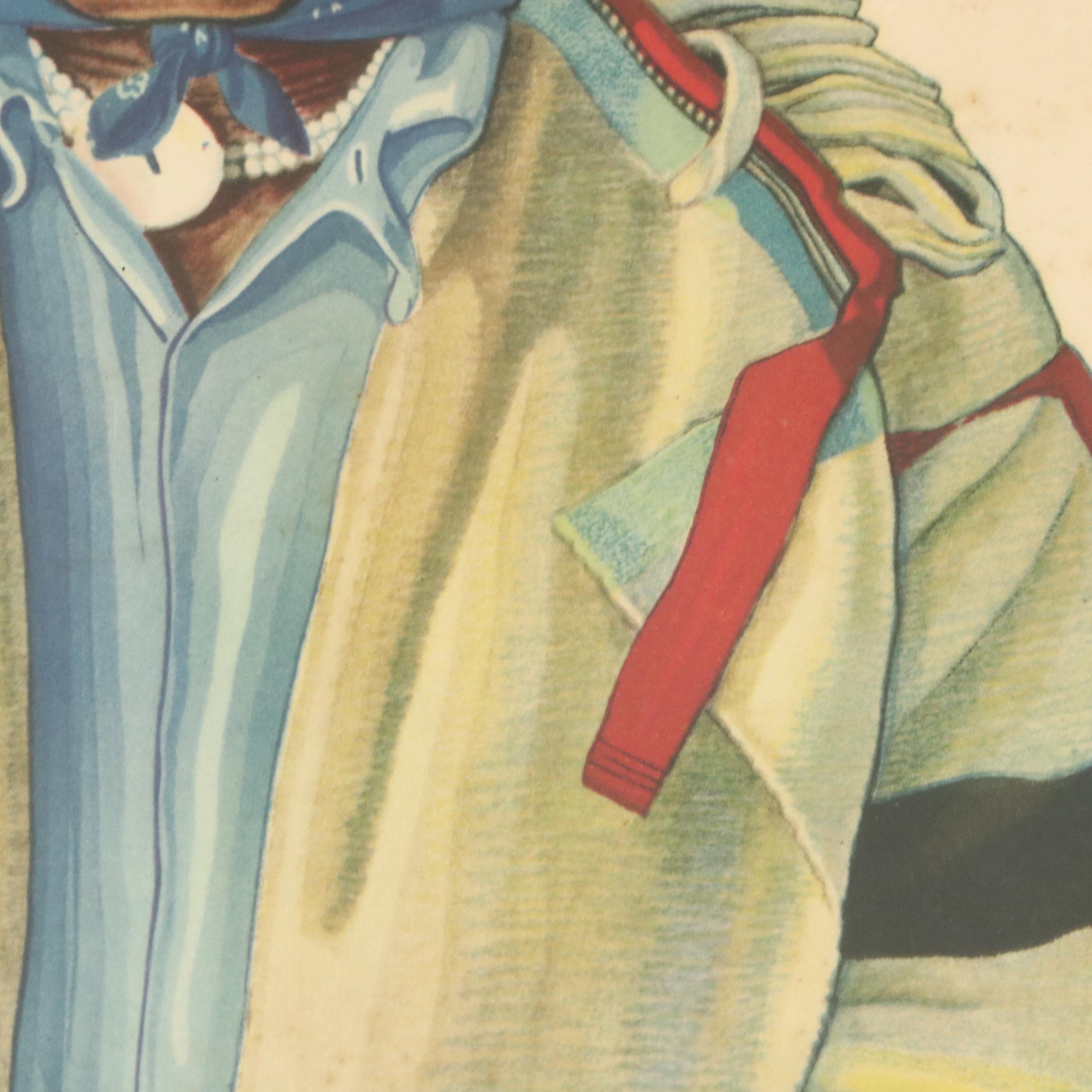 After Winold Reiss Indigenous American Portraits Color Halftones, Mid-Century