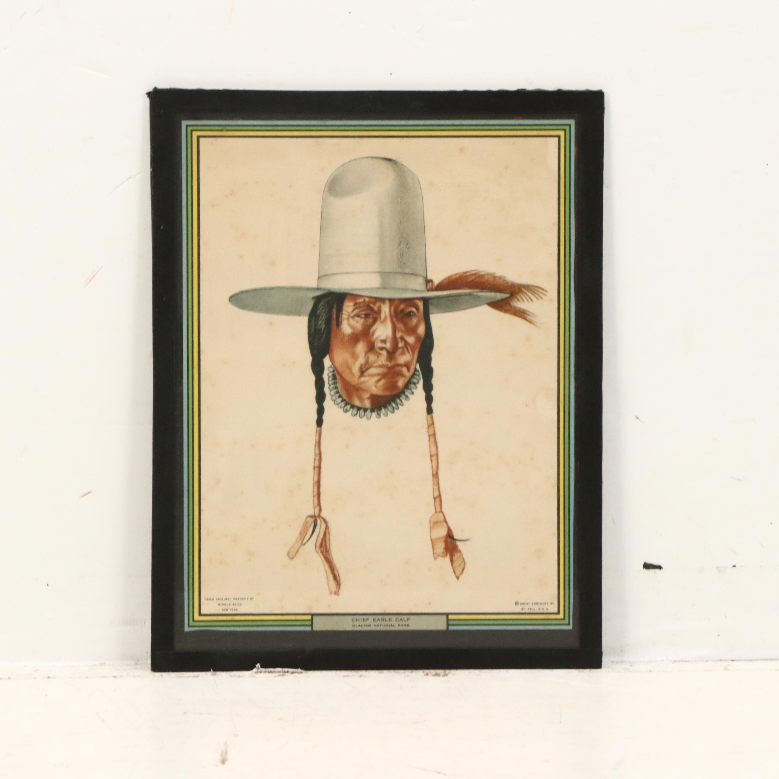 After Winold Reiss Indigenous American Portraits Color Halftones, Mid-Century