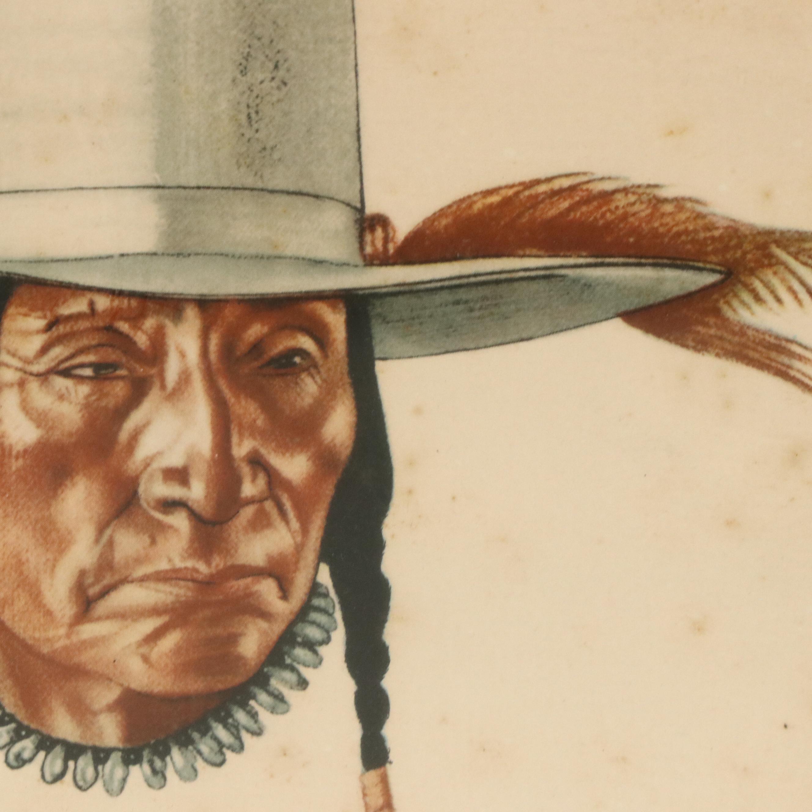 After Winold Reiss Indigenous American Portraits Color Halftones, Mid-Century