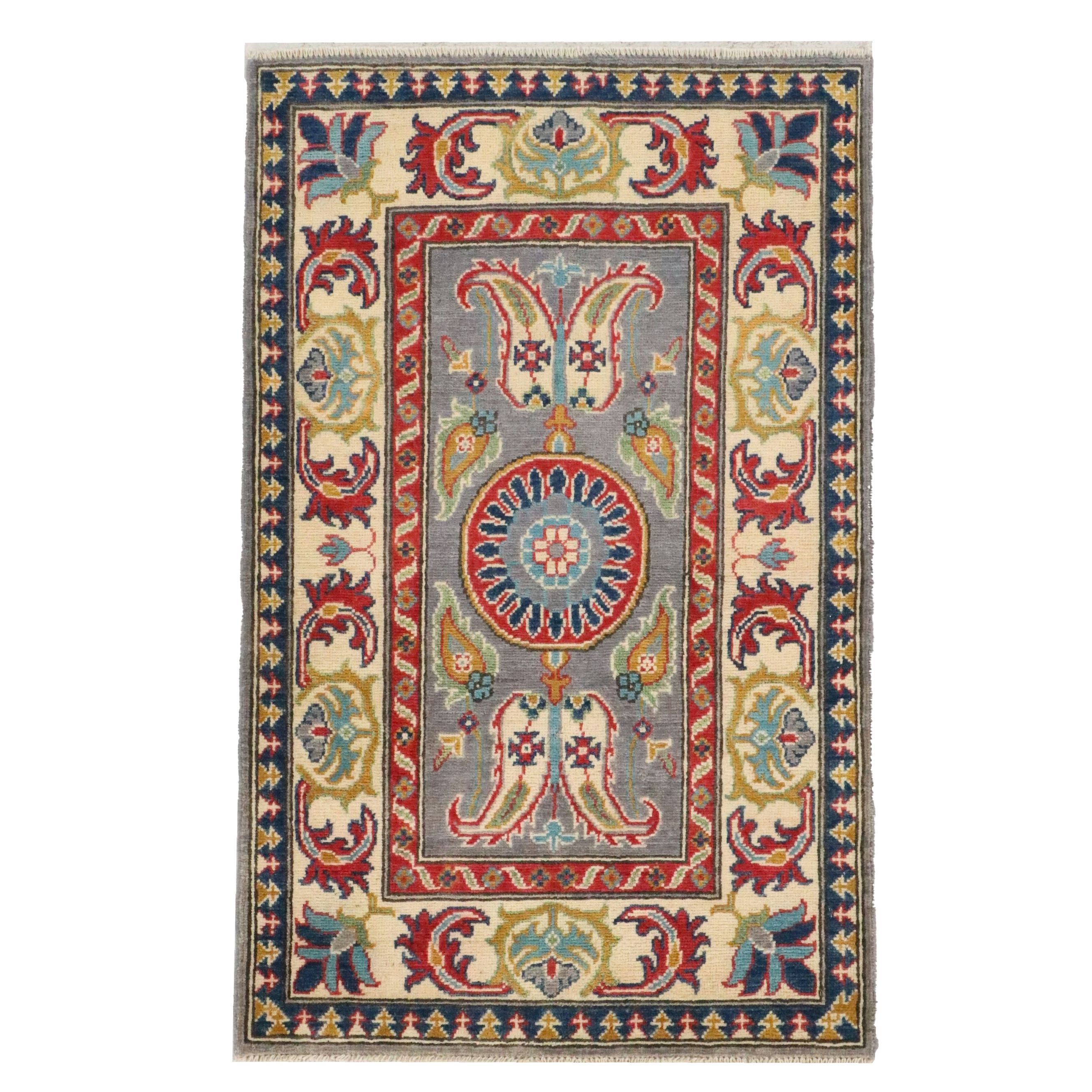 2'8 x 4'3 Hand-Knotted Afghan Kazak Accent Rug