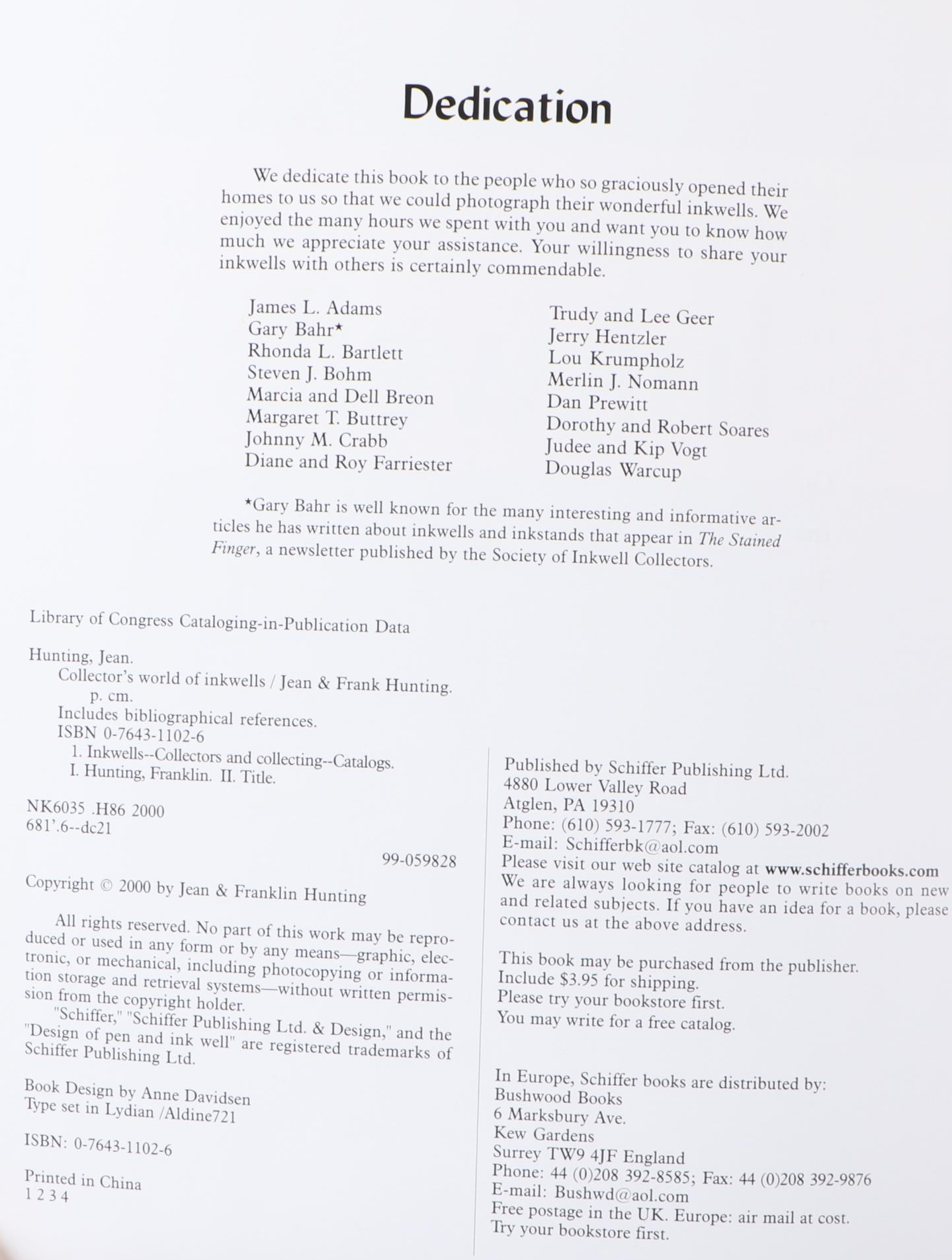 First Printing "The Collector's World of Inkwells" by Jean and Franklin Hunting