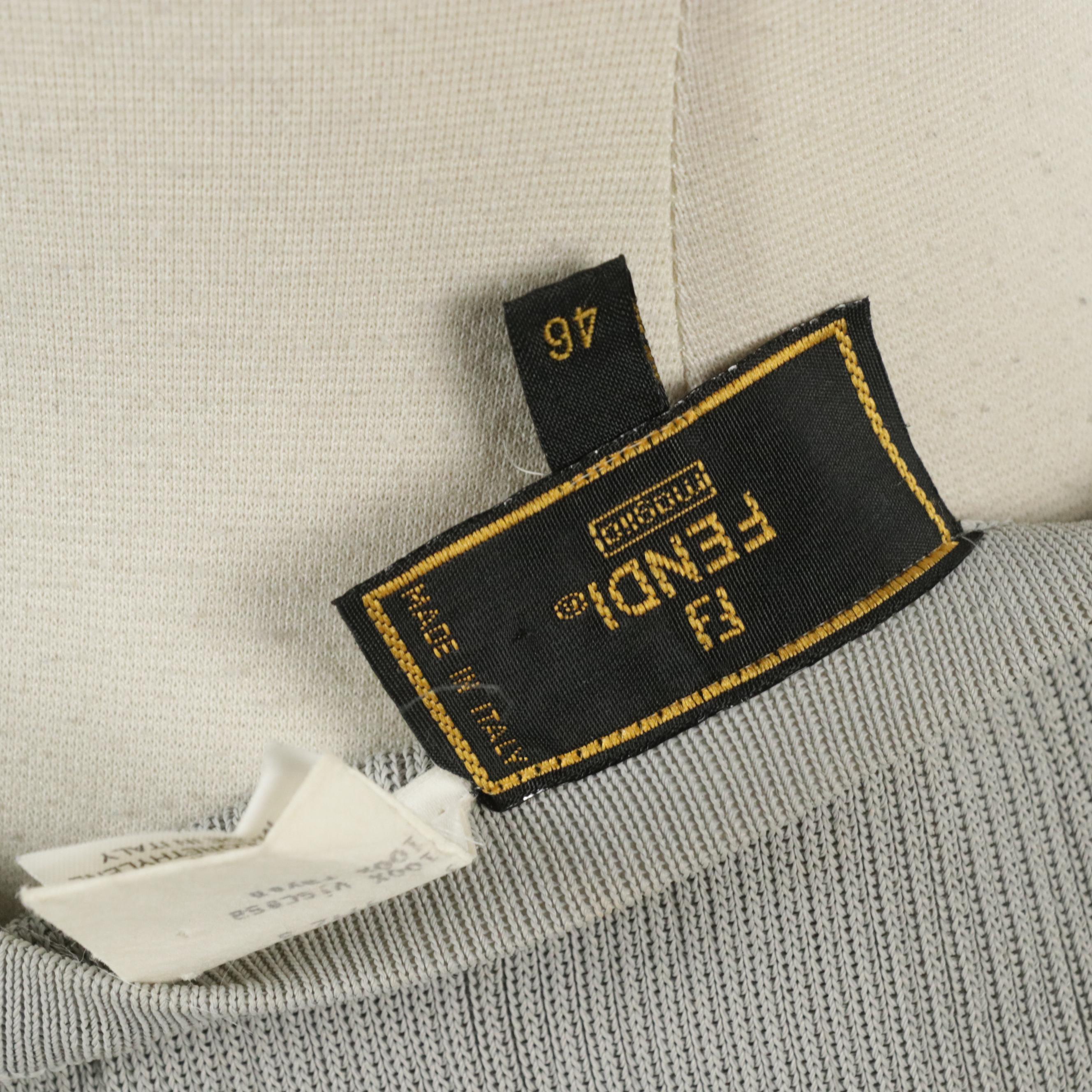 Fendi Grey Midi Skirt with Elastic Waist and Ruffled Hemline