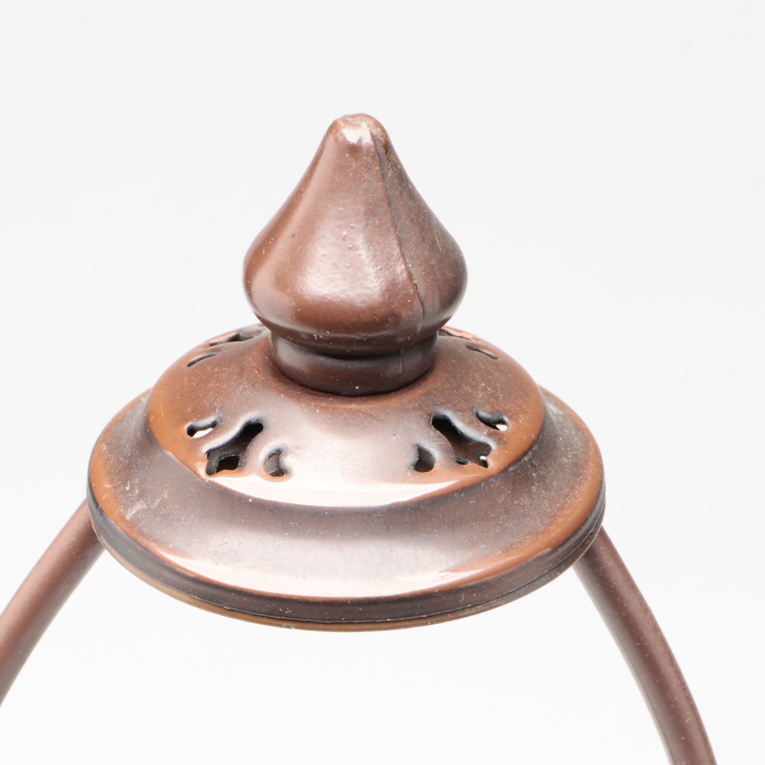 Art Nouveau Style Metal Table Lamp with Reverse Painted Floral Glass Shade