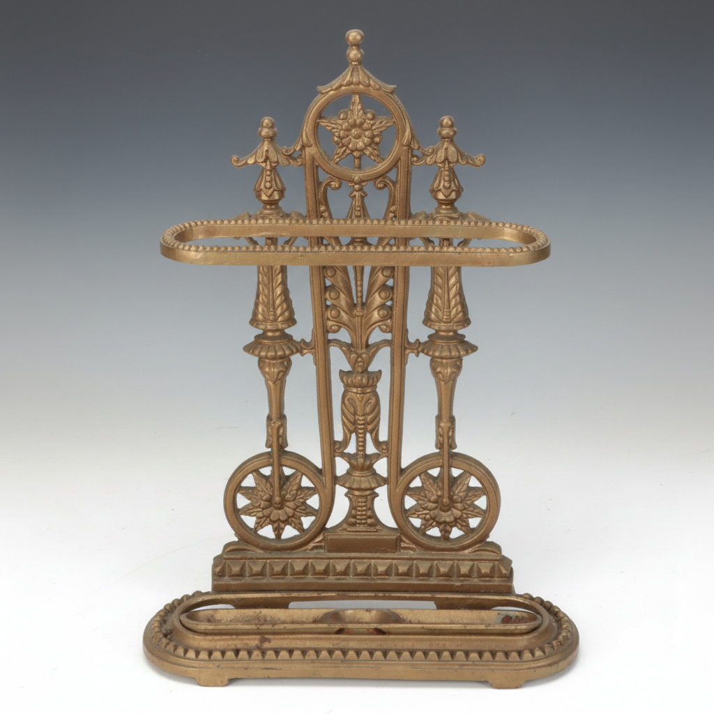 Gilt Finish Cast Iron Umbrella Stand