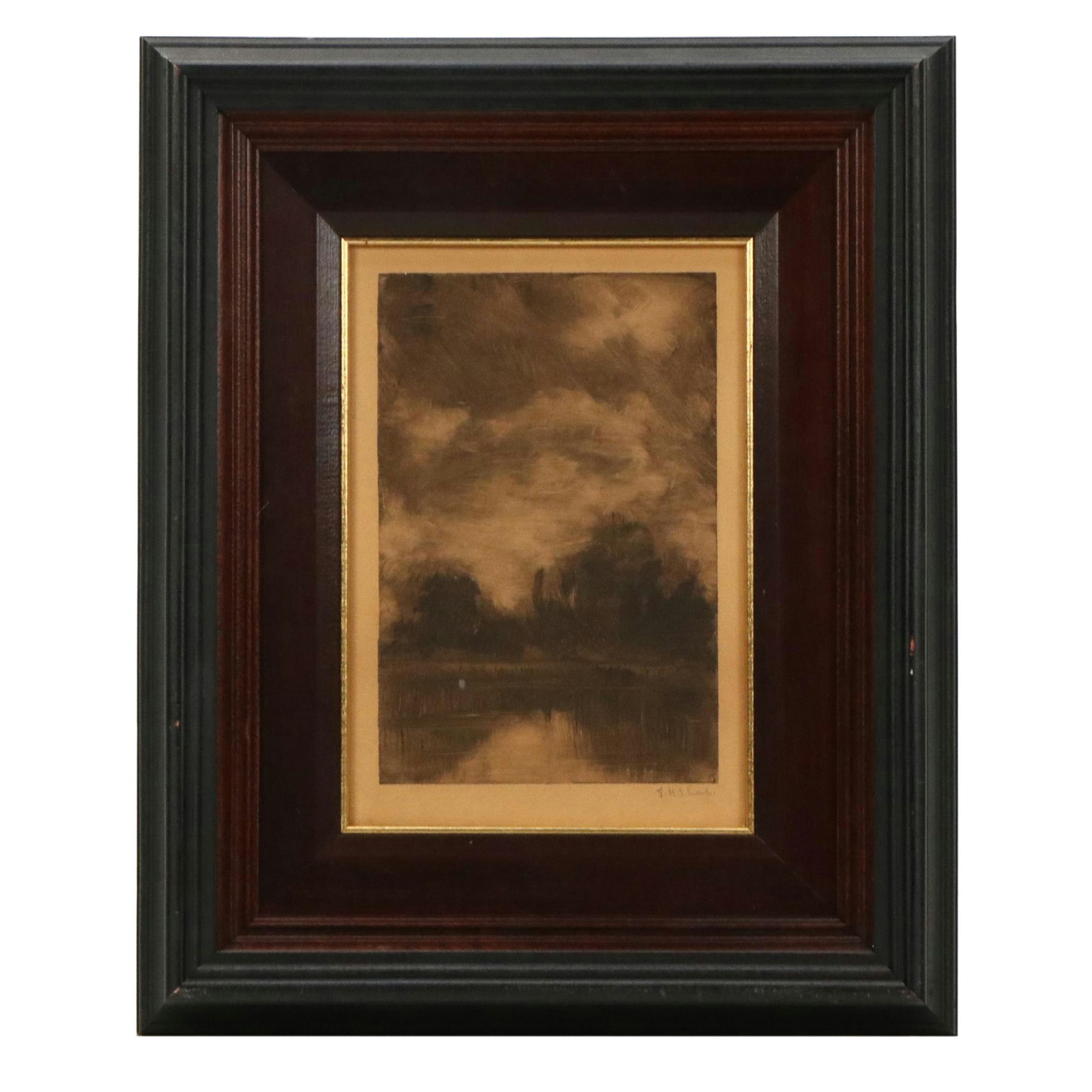 Joseph Henry Sharp Lake Landscape Monotype, Circa 1890s