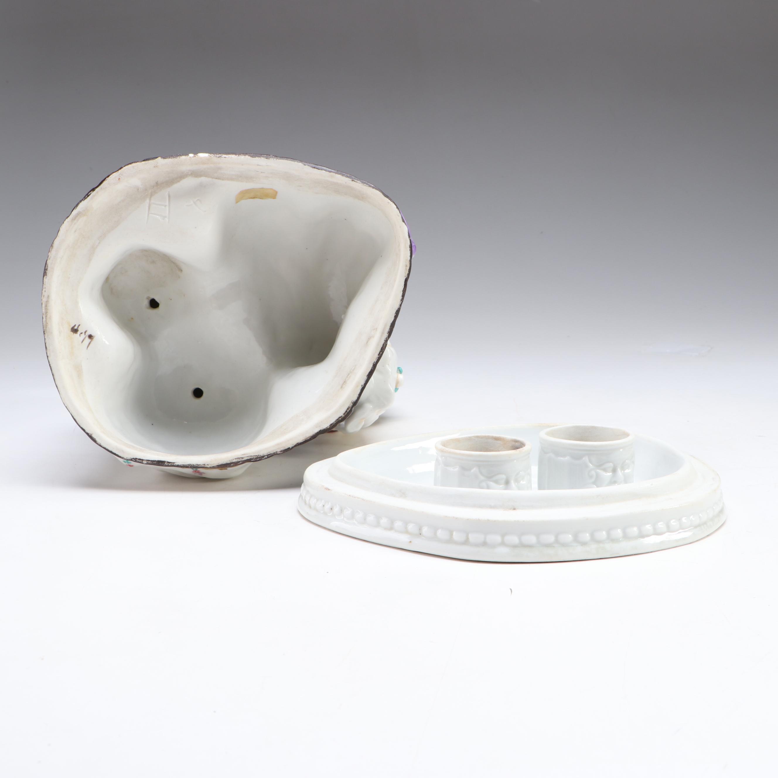 Continental European Figural Inkwell, Late 19th Century