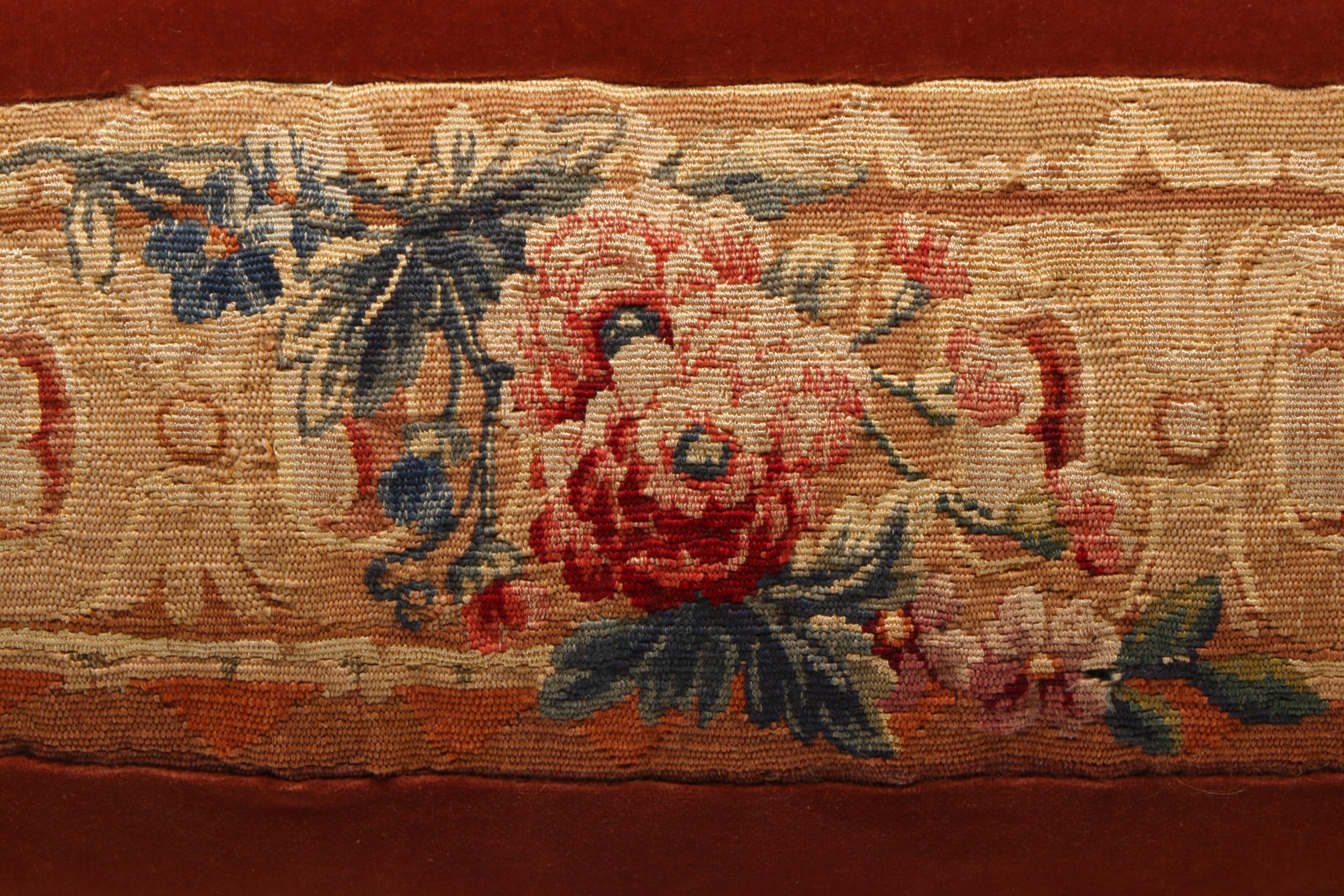 Antique Silk Needlepoint Panel Pillow