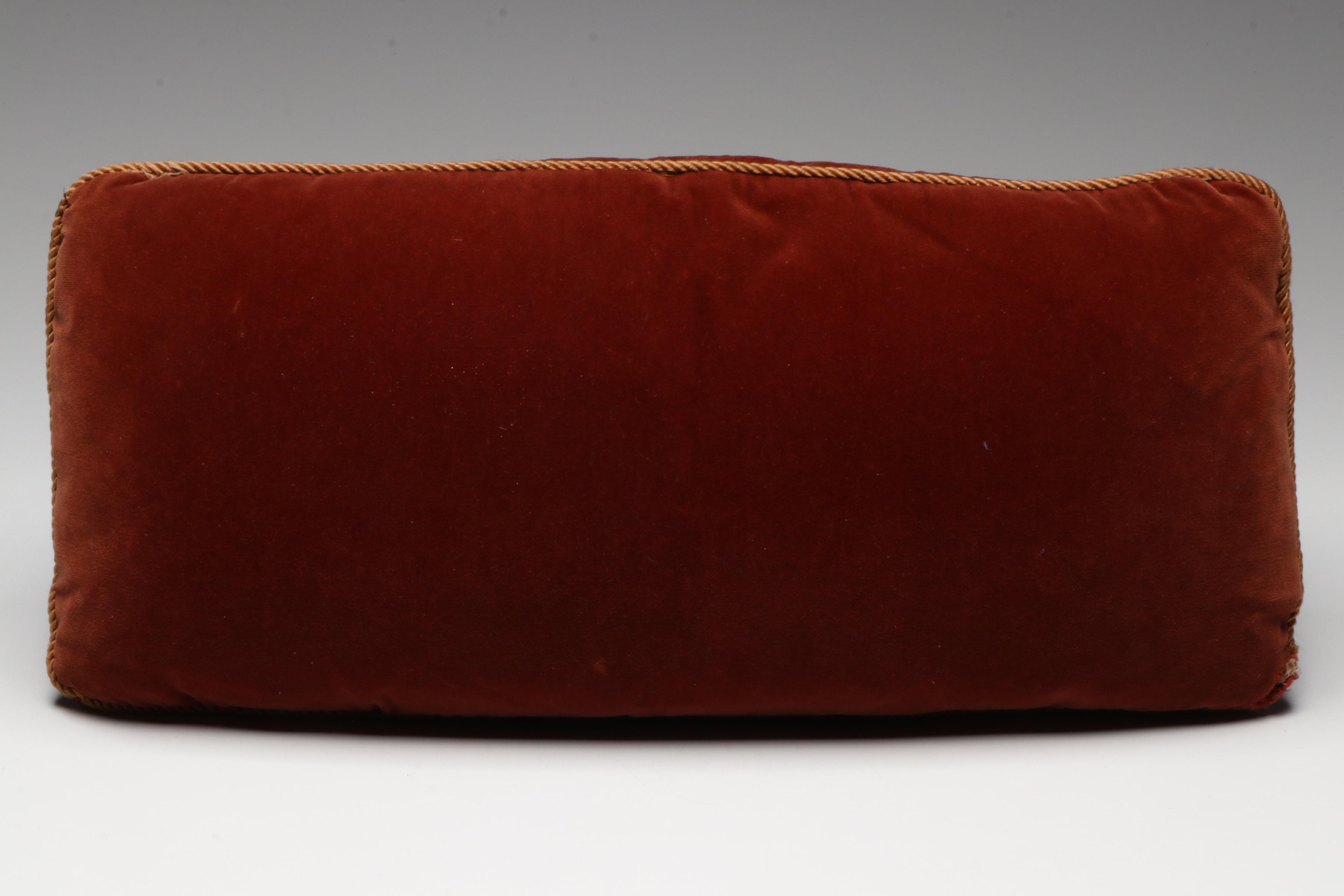 Antique Silk Needlepoint Panel Pillow