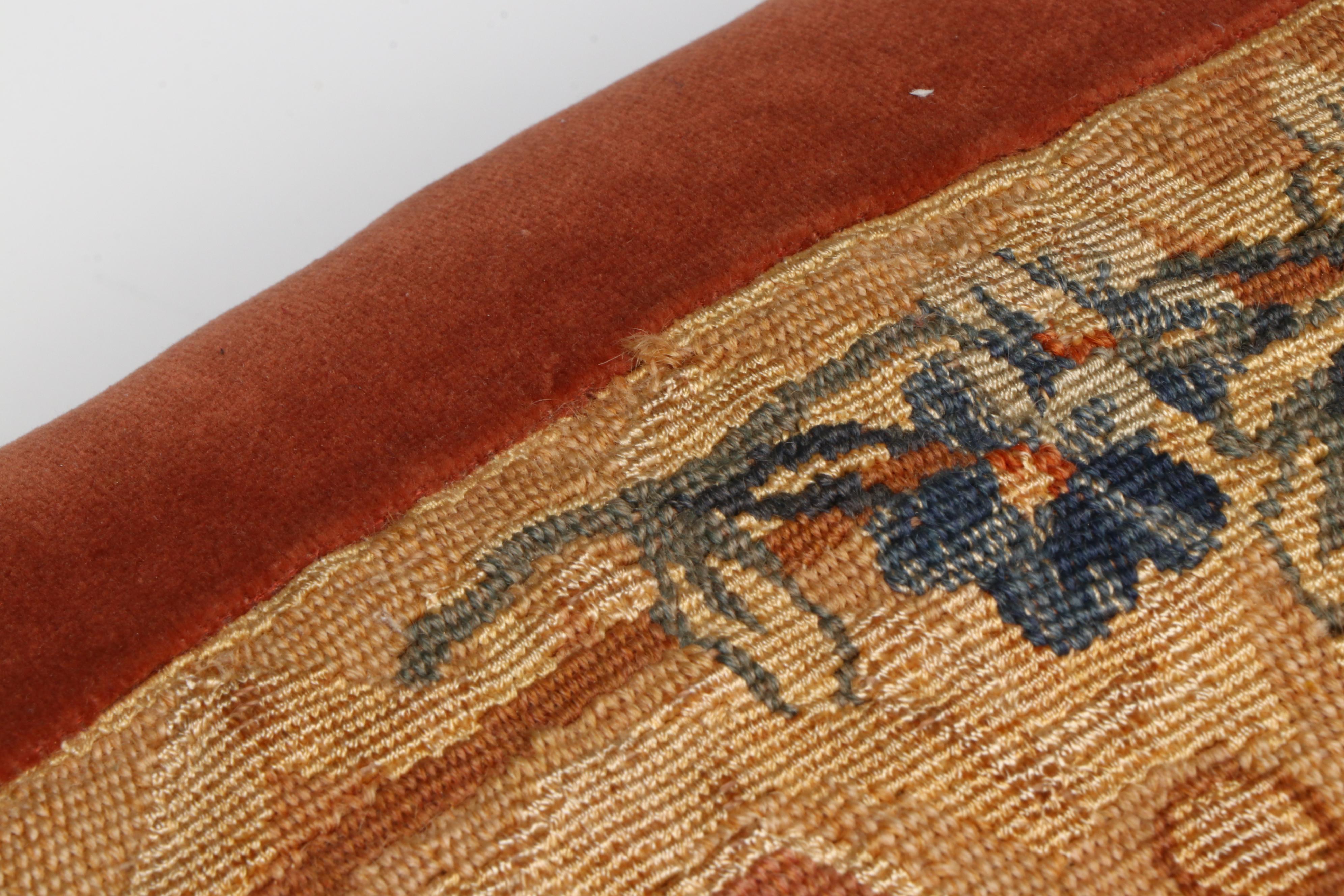 Antique Silk Needlepoint Panel Pillow