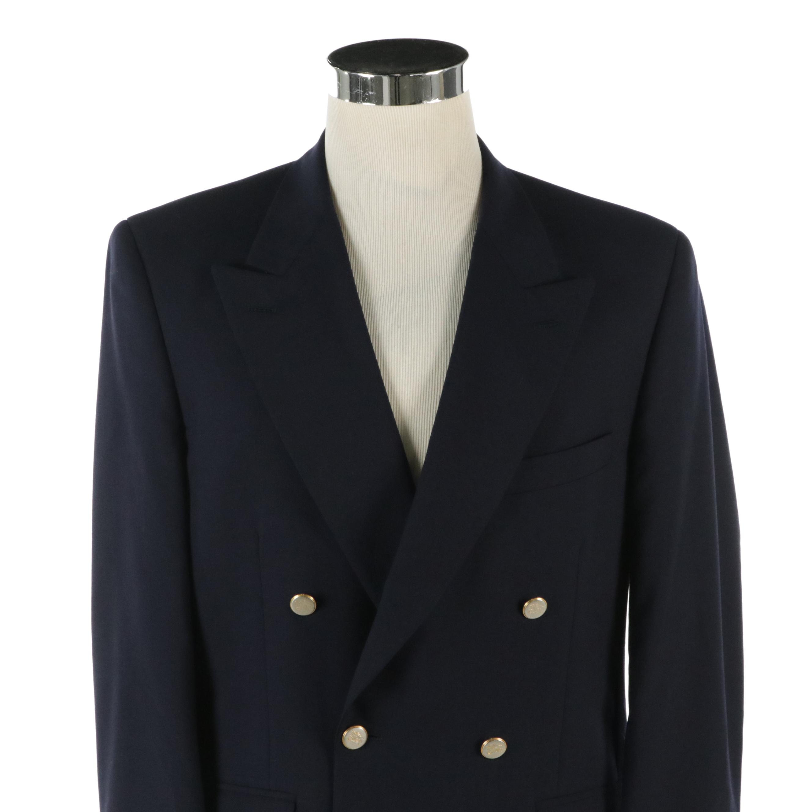 Men's Burberrys Vintage Navy Wool Double Breasted Blazer