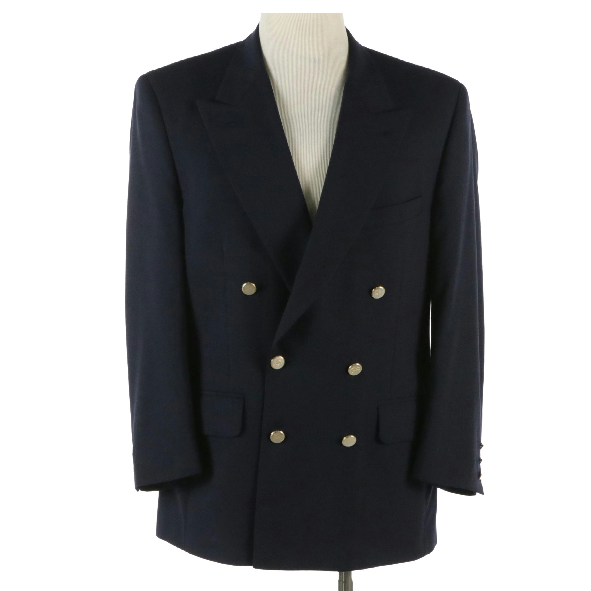 Men's Burberrys Vintage Navy Wool Double Breasted Blazer