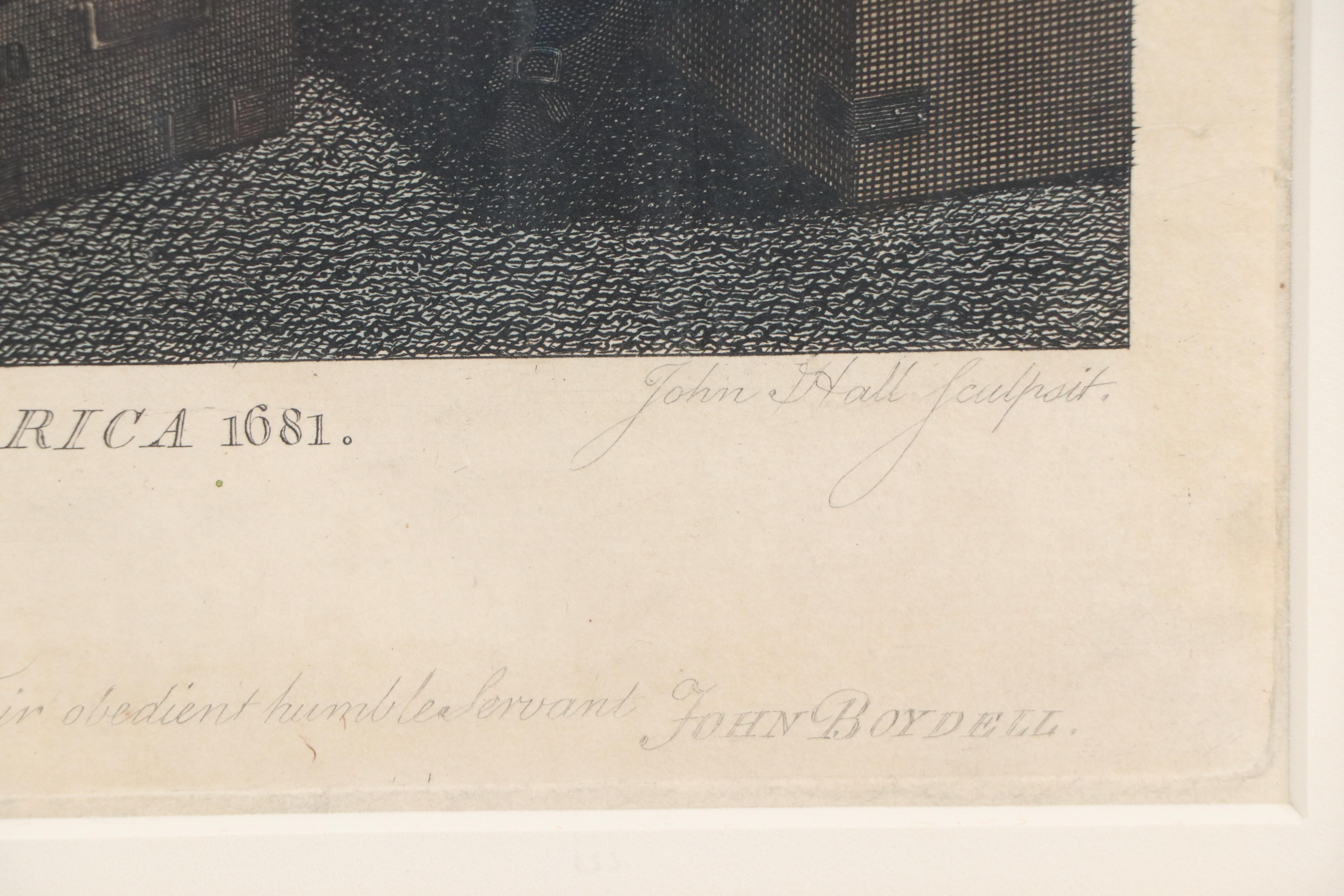 After Benjamin West Hand-Colored Engraving "Penn's Treaty with the Indians"