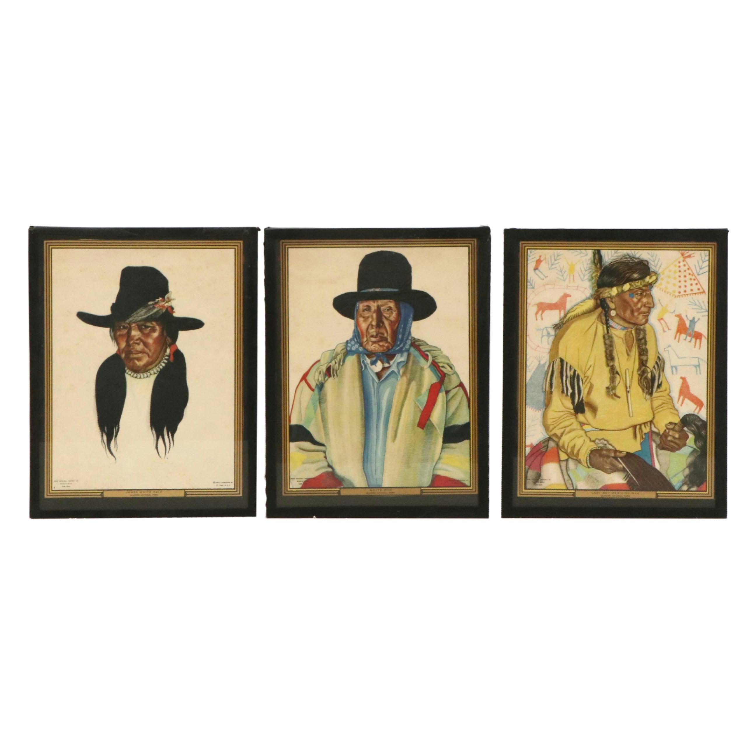 After Winold Reiss Indigenous American Portraits Color Halftones, Mid-Century