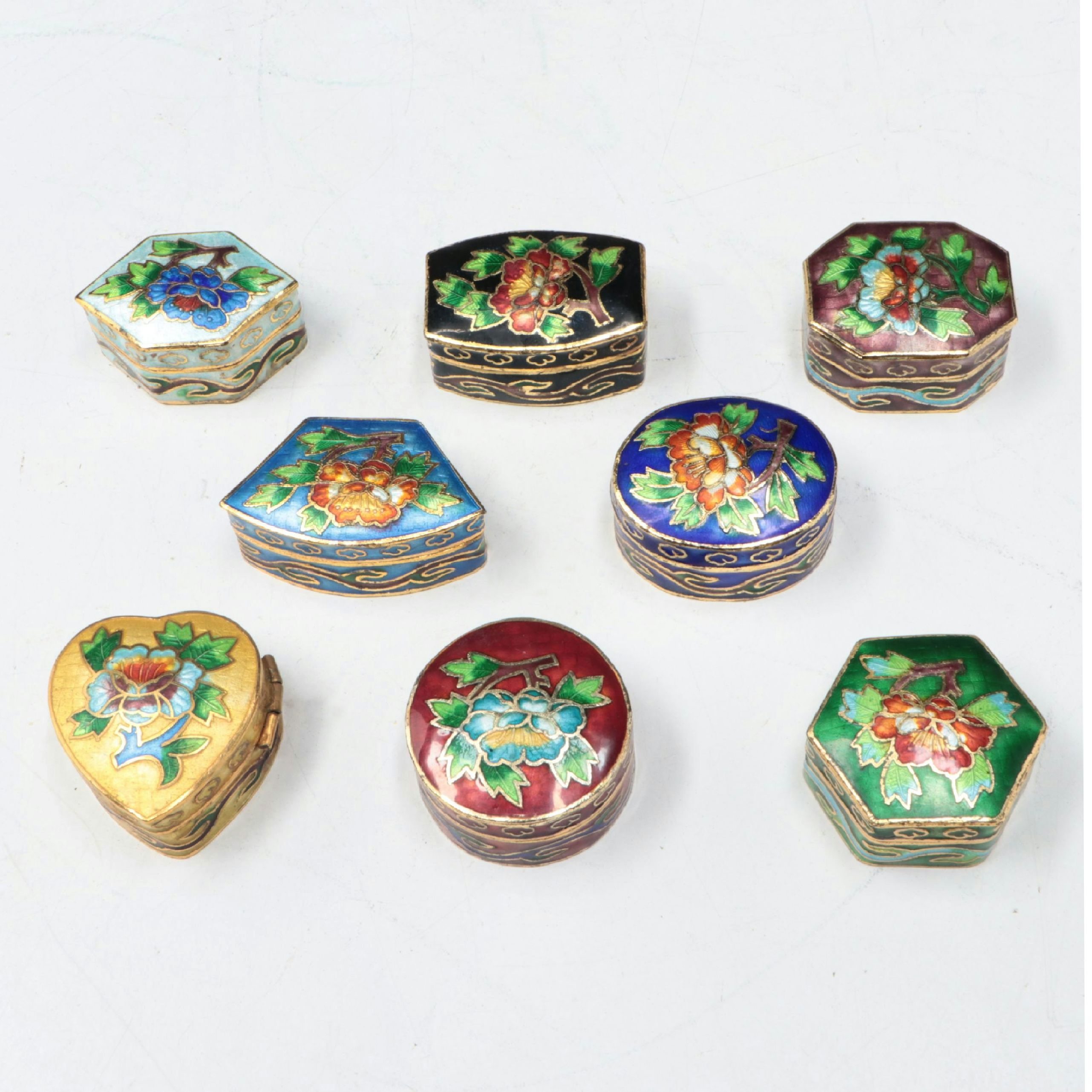 Ginbari Cloisonné Floral Enamelled Decorative Boxes