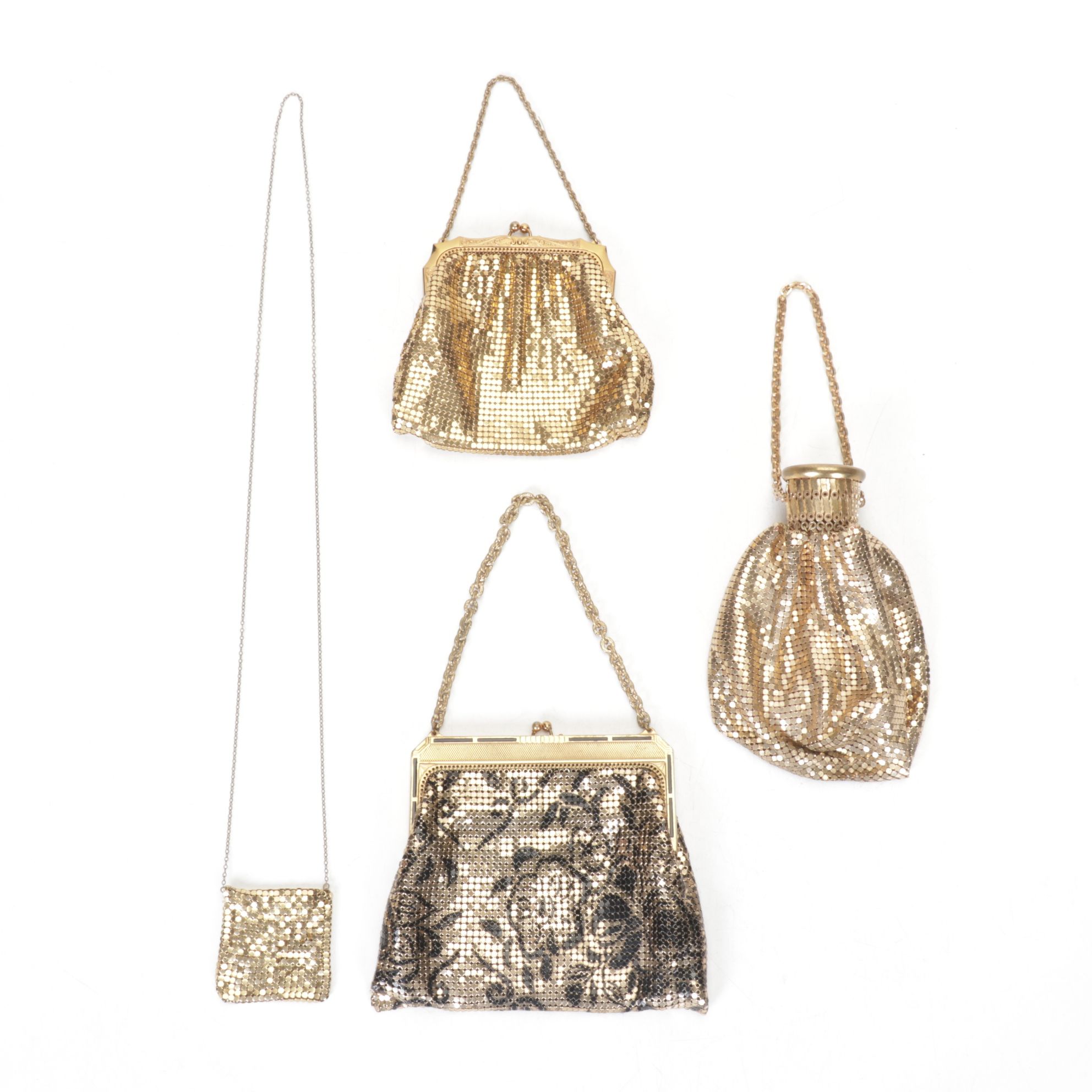 Whiting & Davis Gold Tone Mesh Accordion-Top Beggars Bag and More, Mid-20th C.