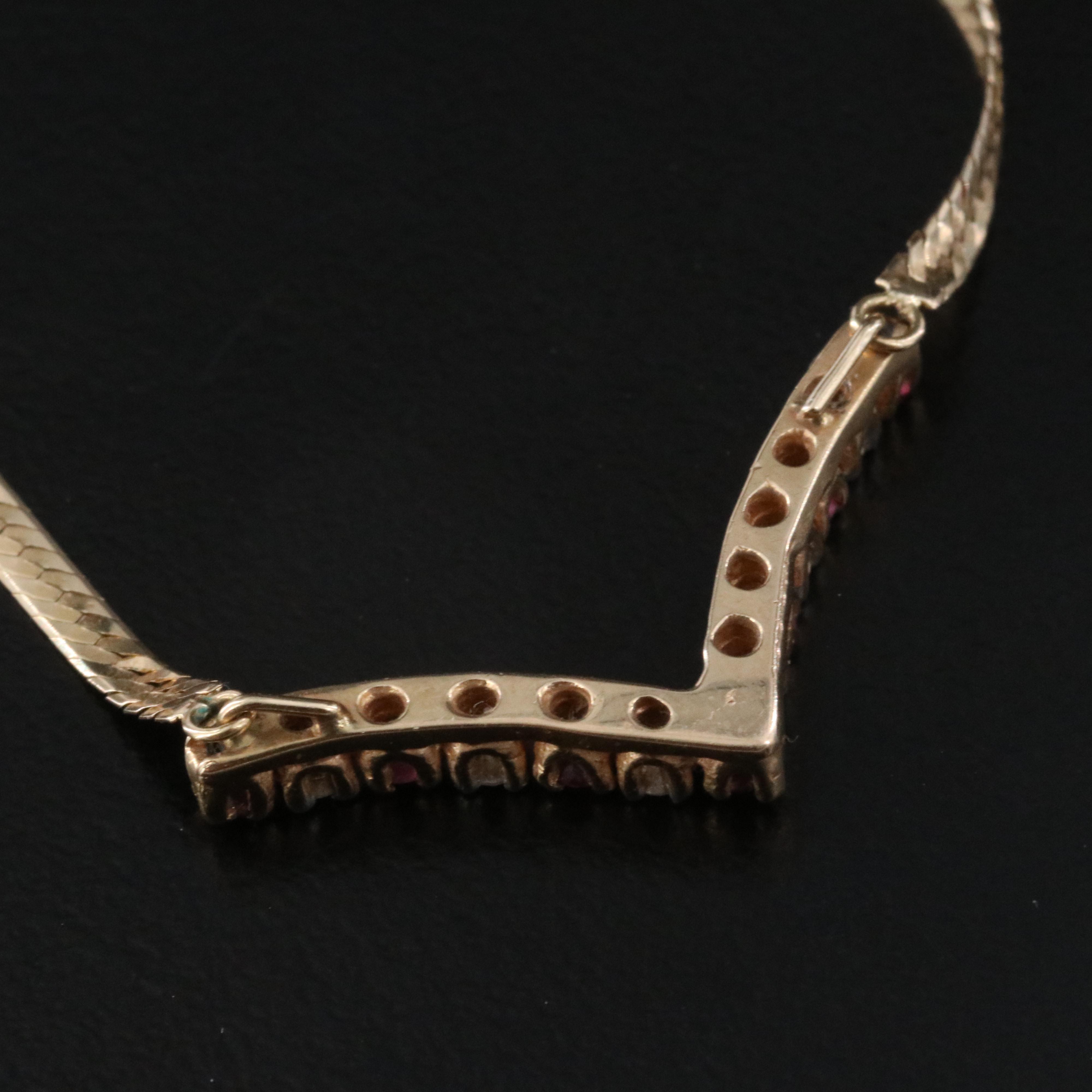 14K Ruby and Diamond Chevron Necklace