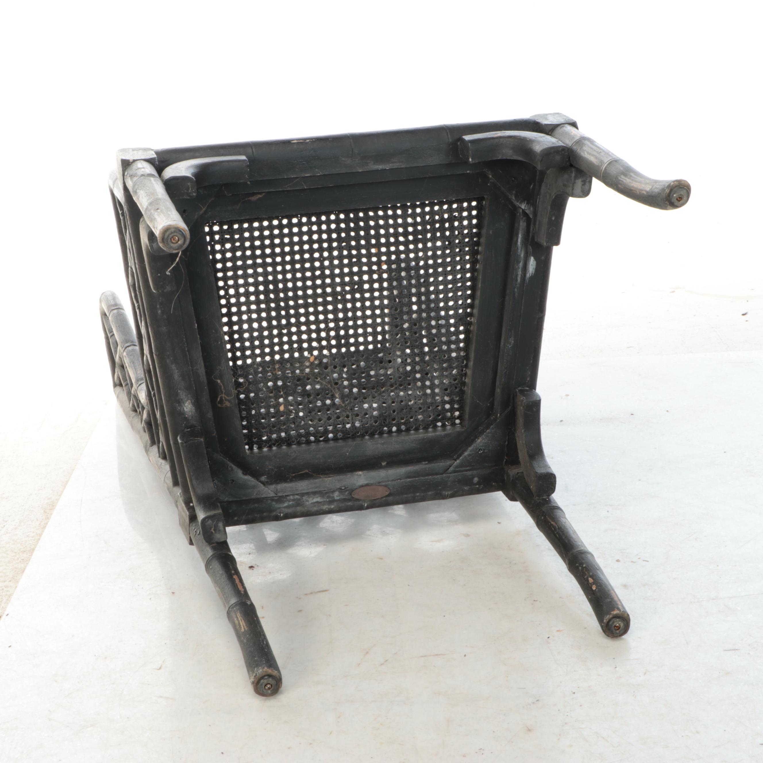 Pair of Guildmaster Brighton Pavilion Style Painted Rattan Wingback Chairs