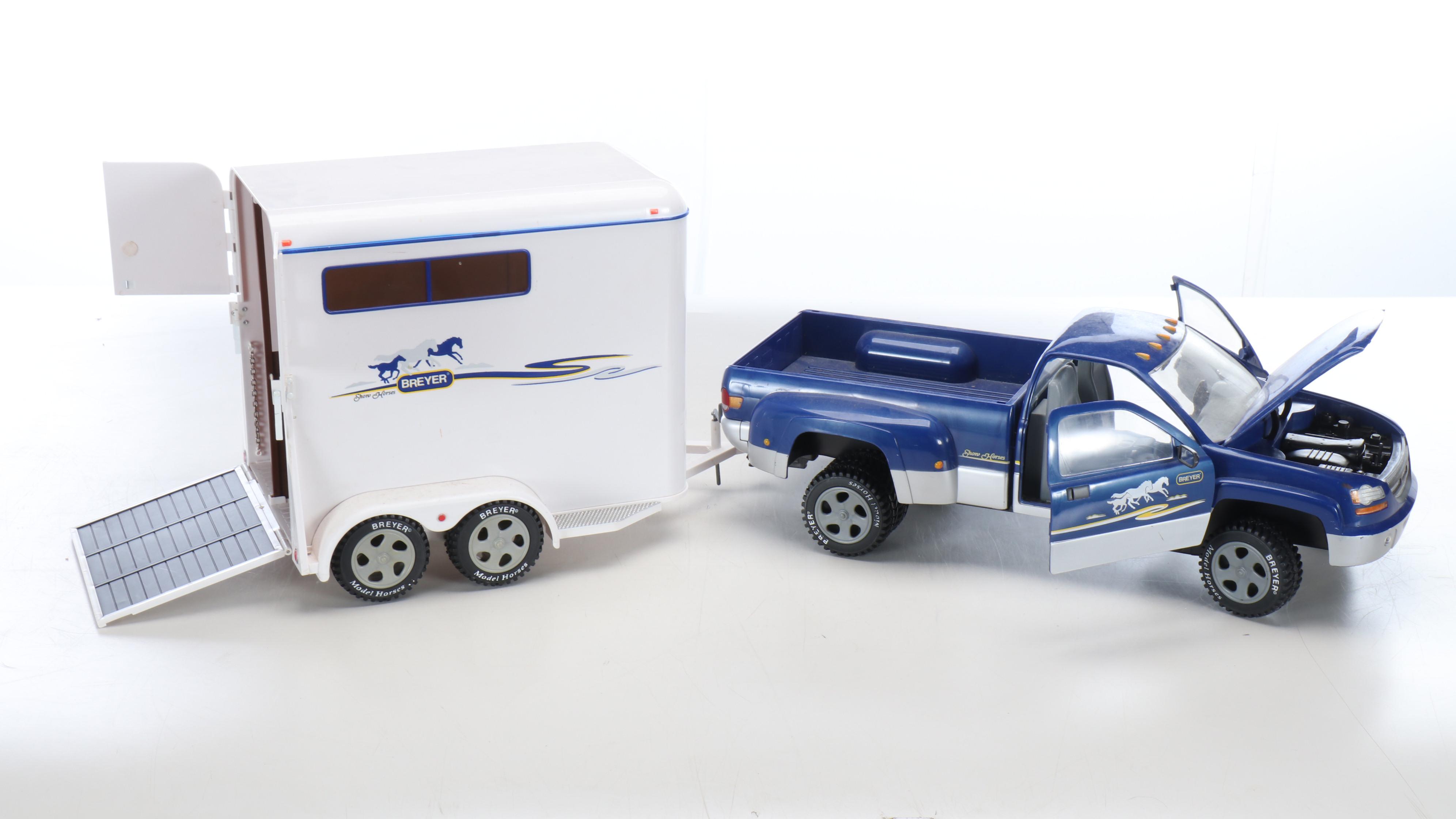 Breyer Horse Trailer, Round Up Truck, and Wooden Barn
