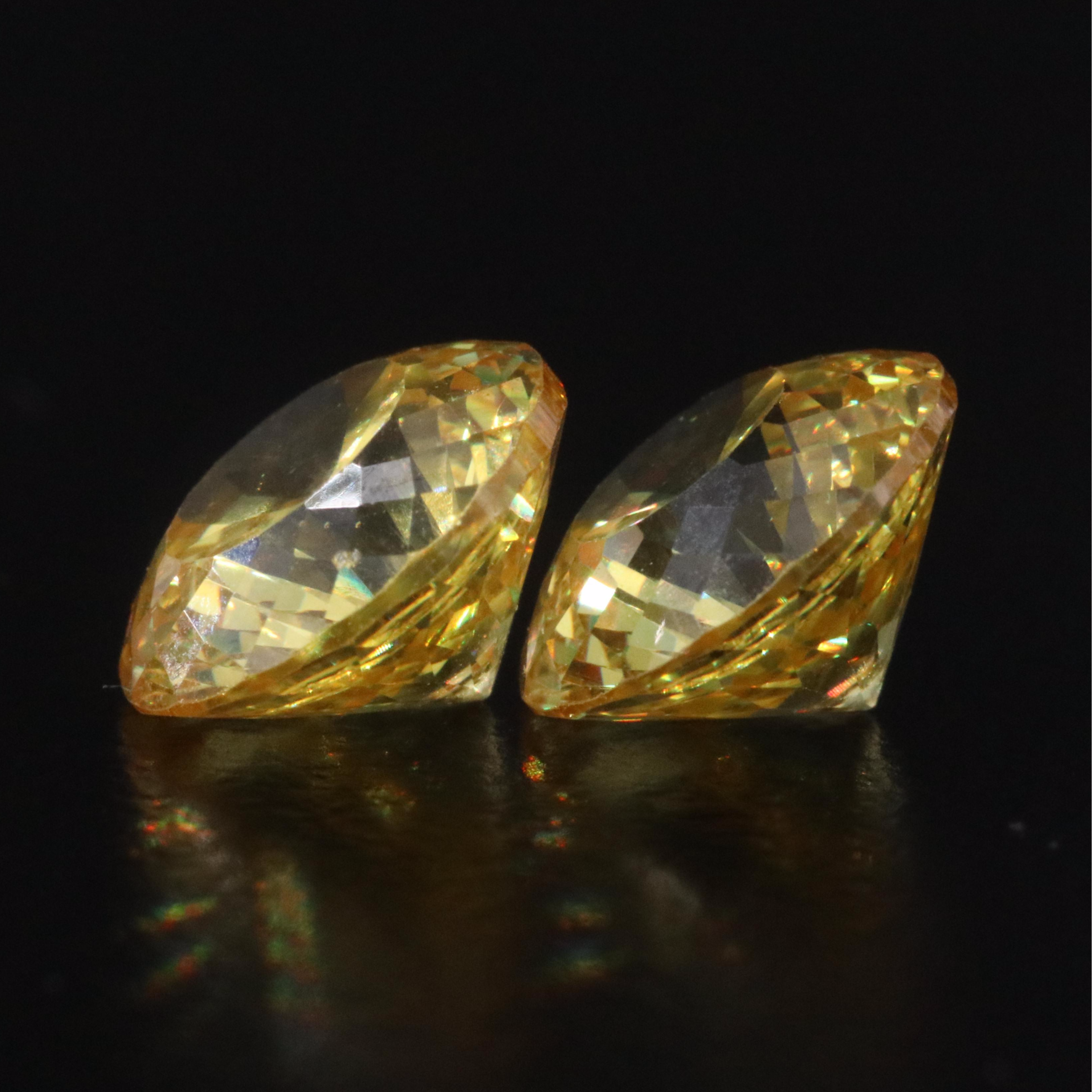 Loose 6.95 CTW Yellow CZ Matched Pair