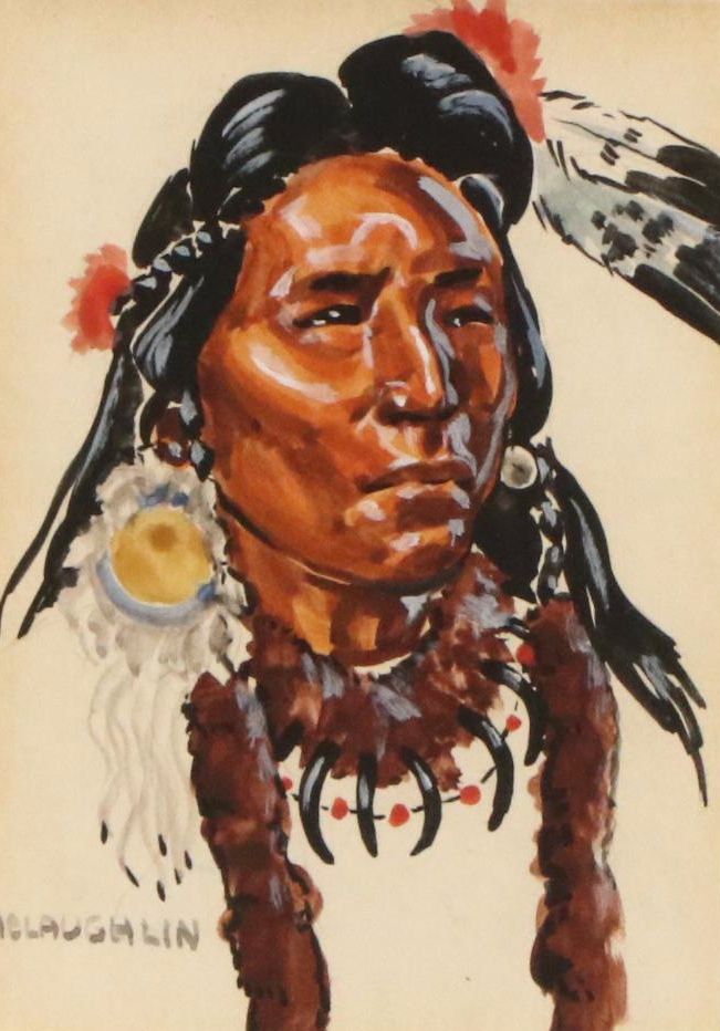 Nancy Paul McLaughlin Watercolor Portrait of an Indigenous Man