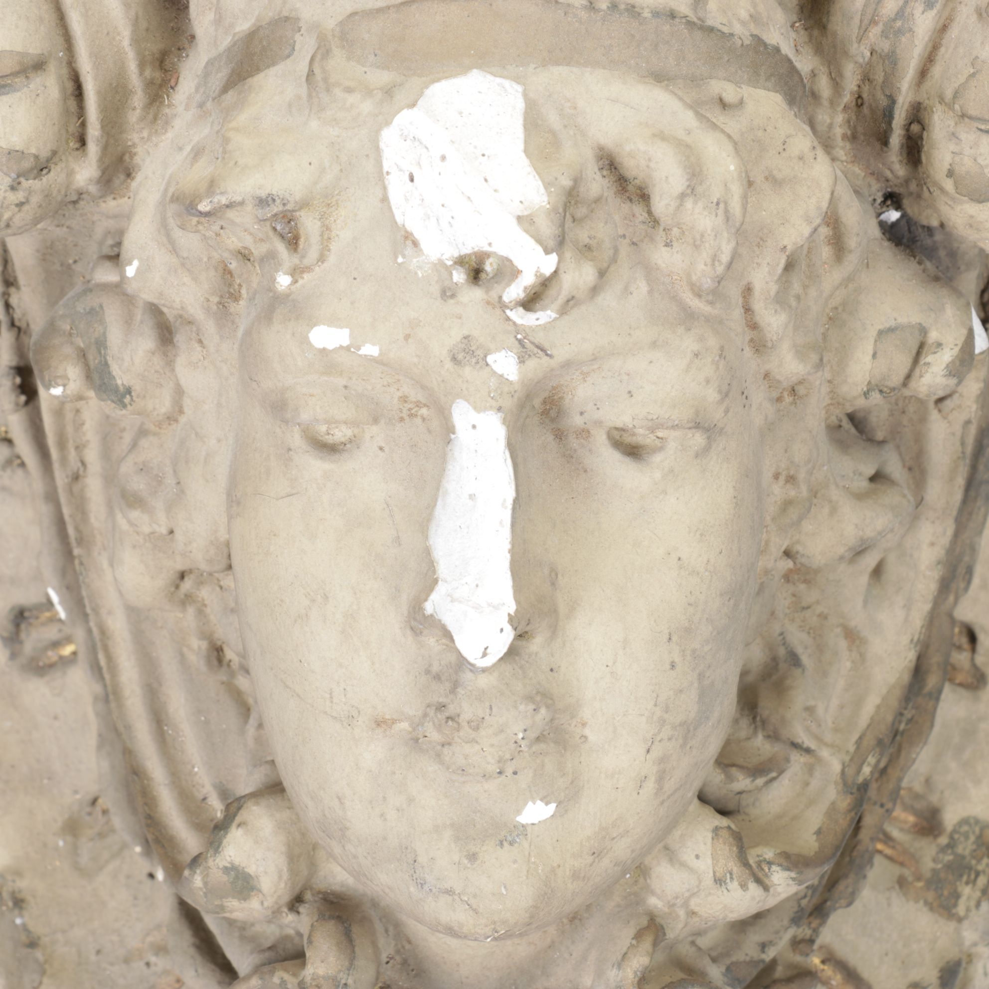 Rococo Style Cast Plaster Wall Shelf with Classical Face