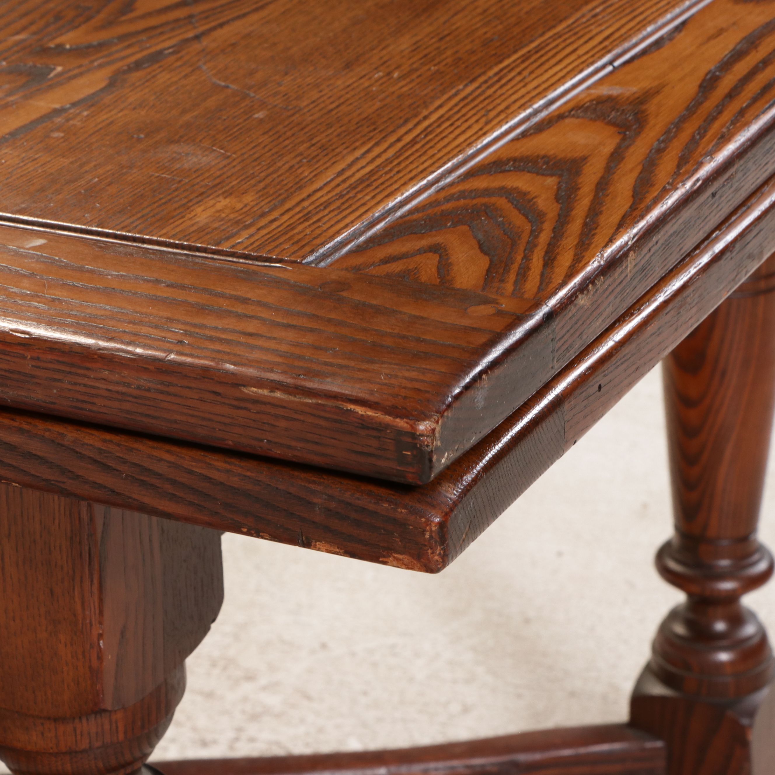 Seven Piece Tudor Style Oak Dining Set, Early 20th Century