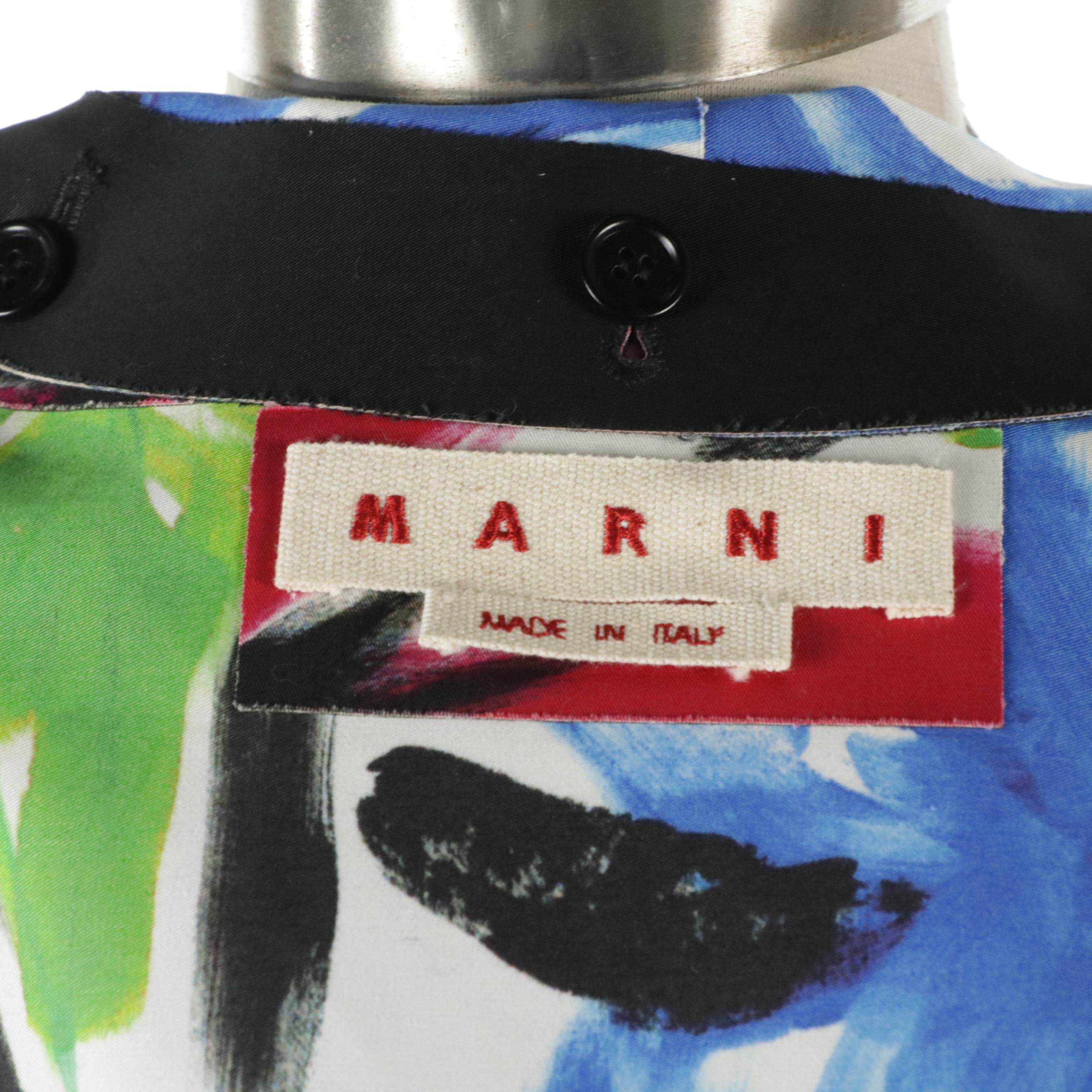 Marni Structured Cotton Jacket with Colorful Abstract Lining