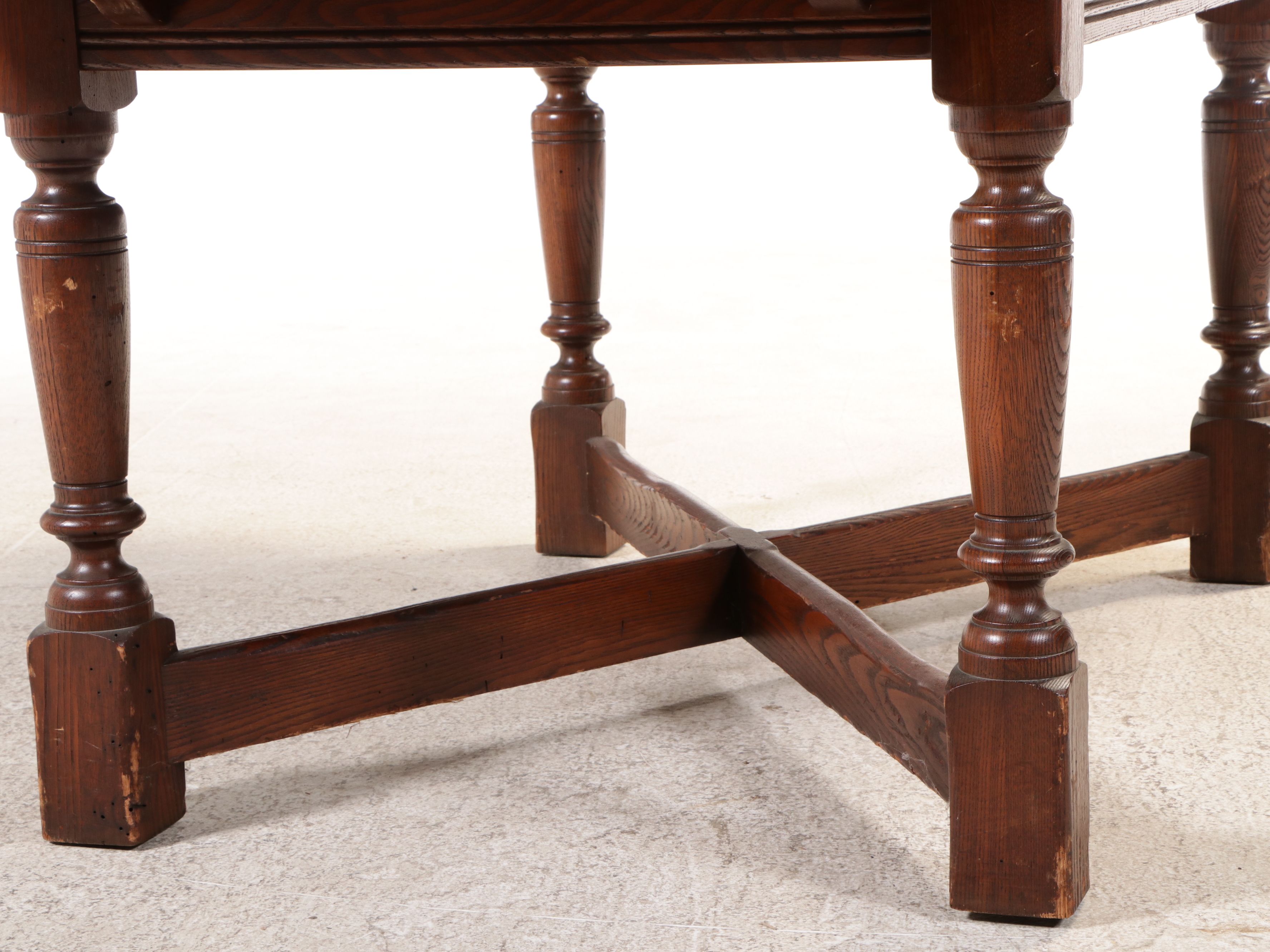 Seven Piece Tudor Style Oak Dining Set, Early 20th Century