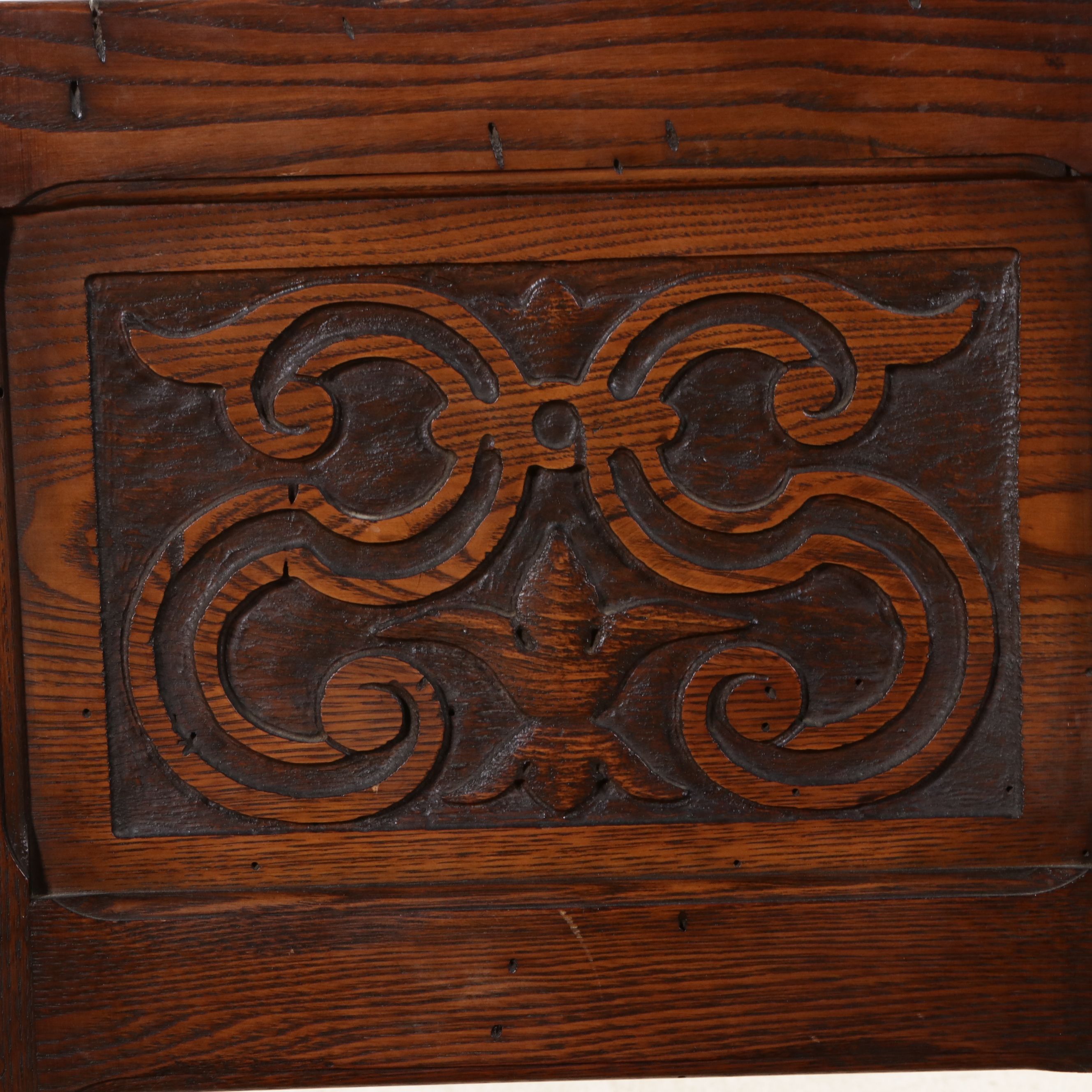 Seven Piece Tudor Style Oak Dining Set, Early 20th Century