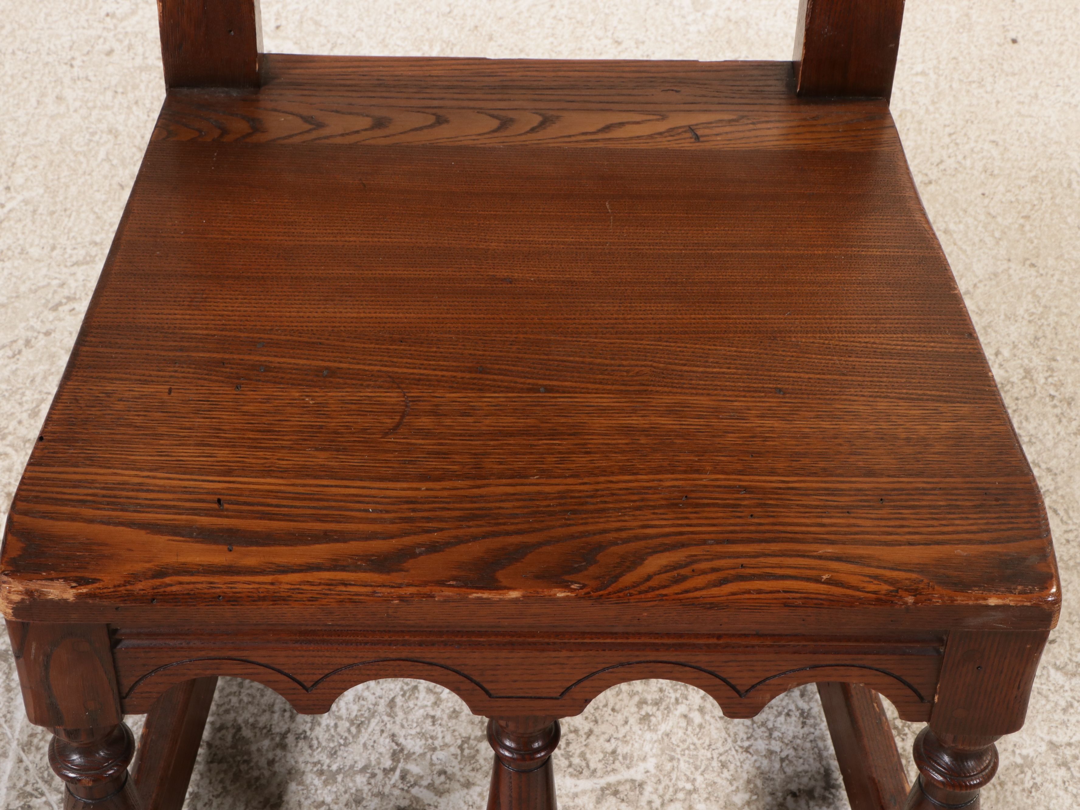 Seven Piece Tudor Style Oak Dining Set, Early 20th Century