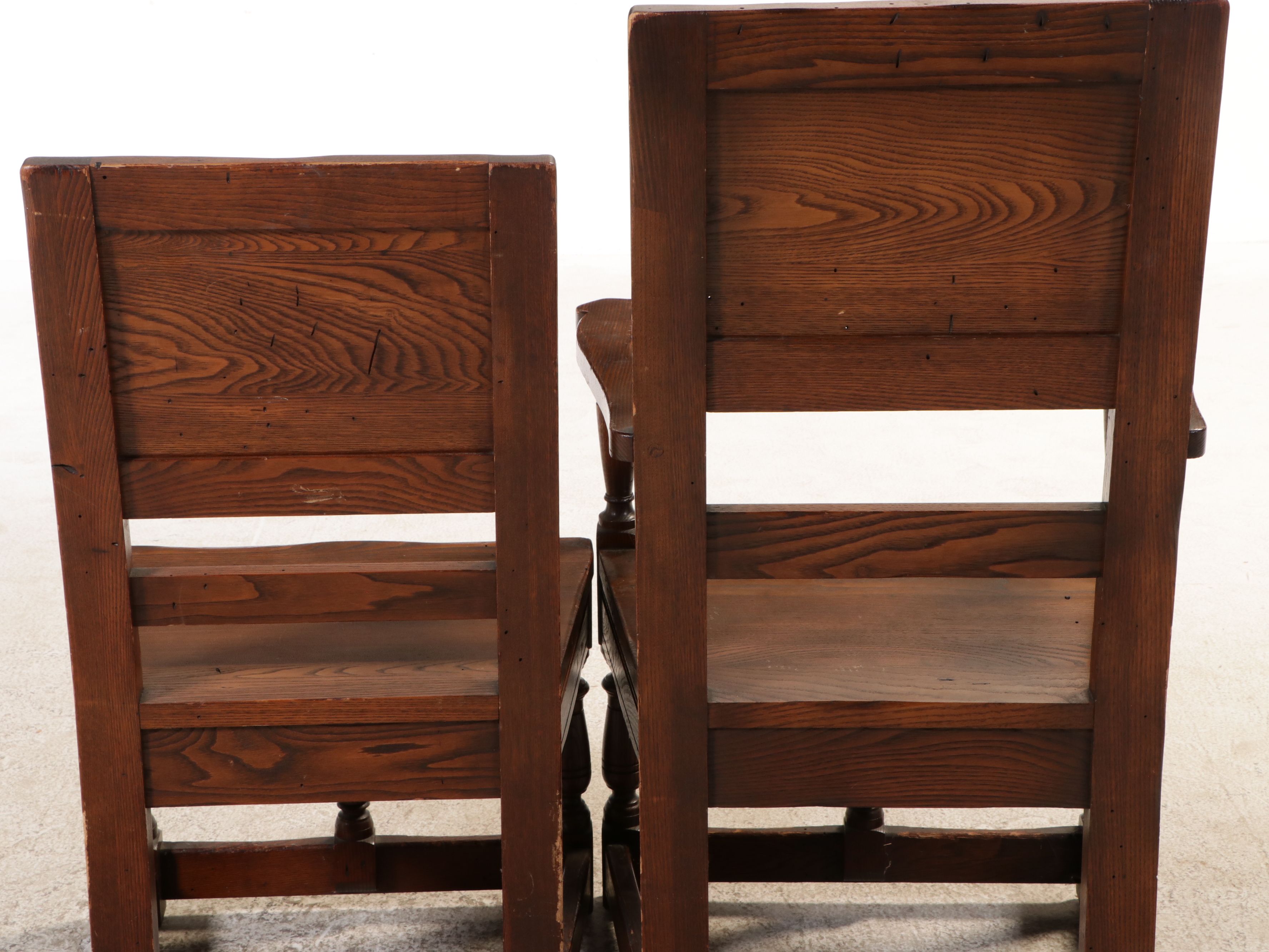 Seven Piece Tudor Style Oak Dining Set, Early 20th Century