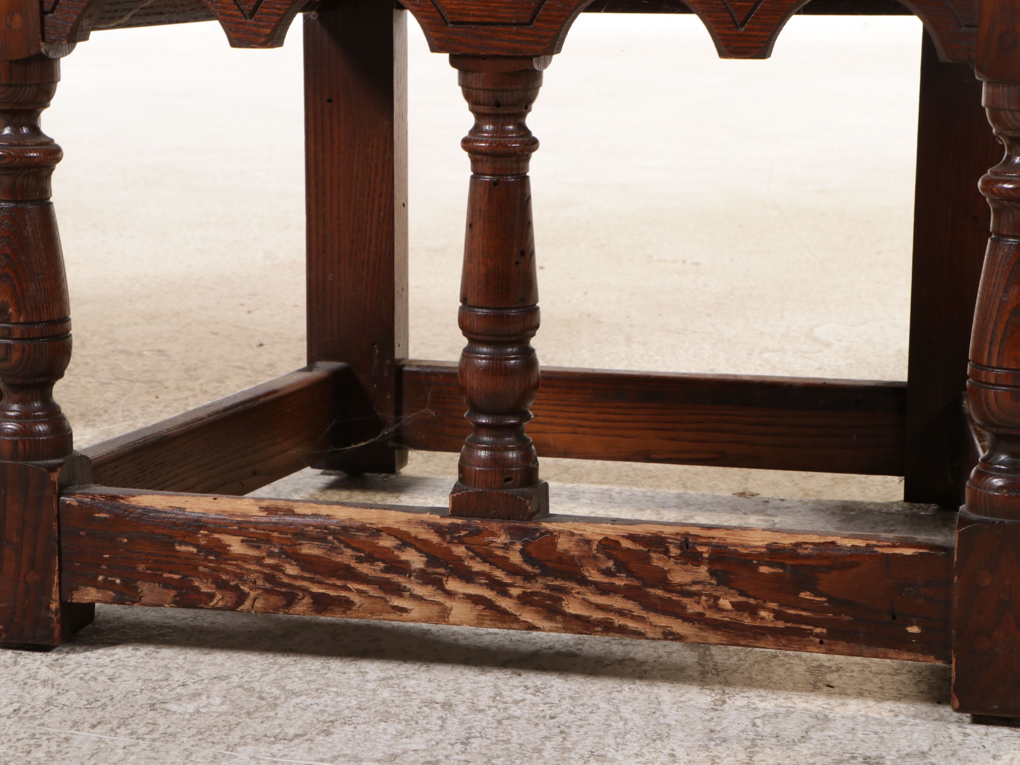 Seven Piece Tudor Style Oak Dining Set, Early 20th Century