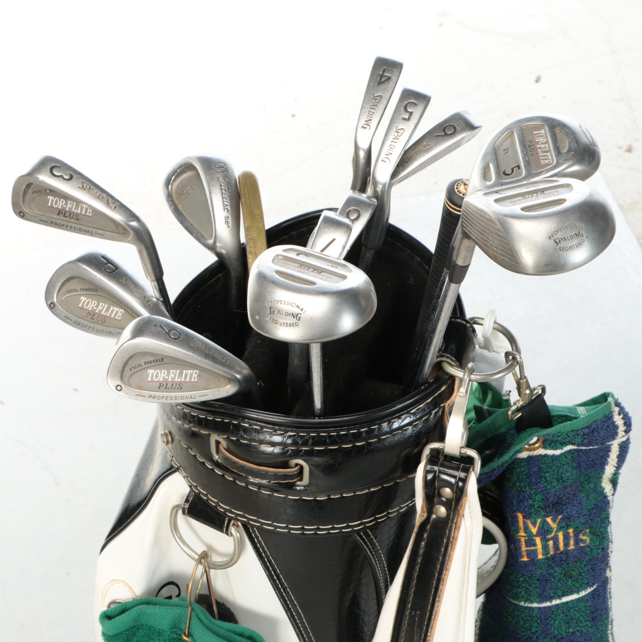 Grand Slam Golf Bag with Spalding and Titleist Golf Clubs