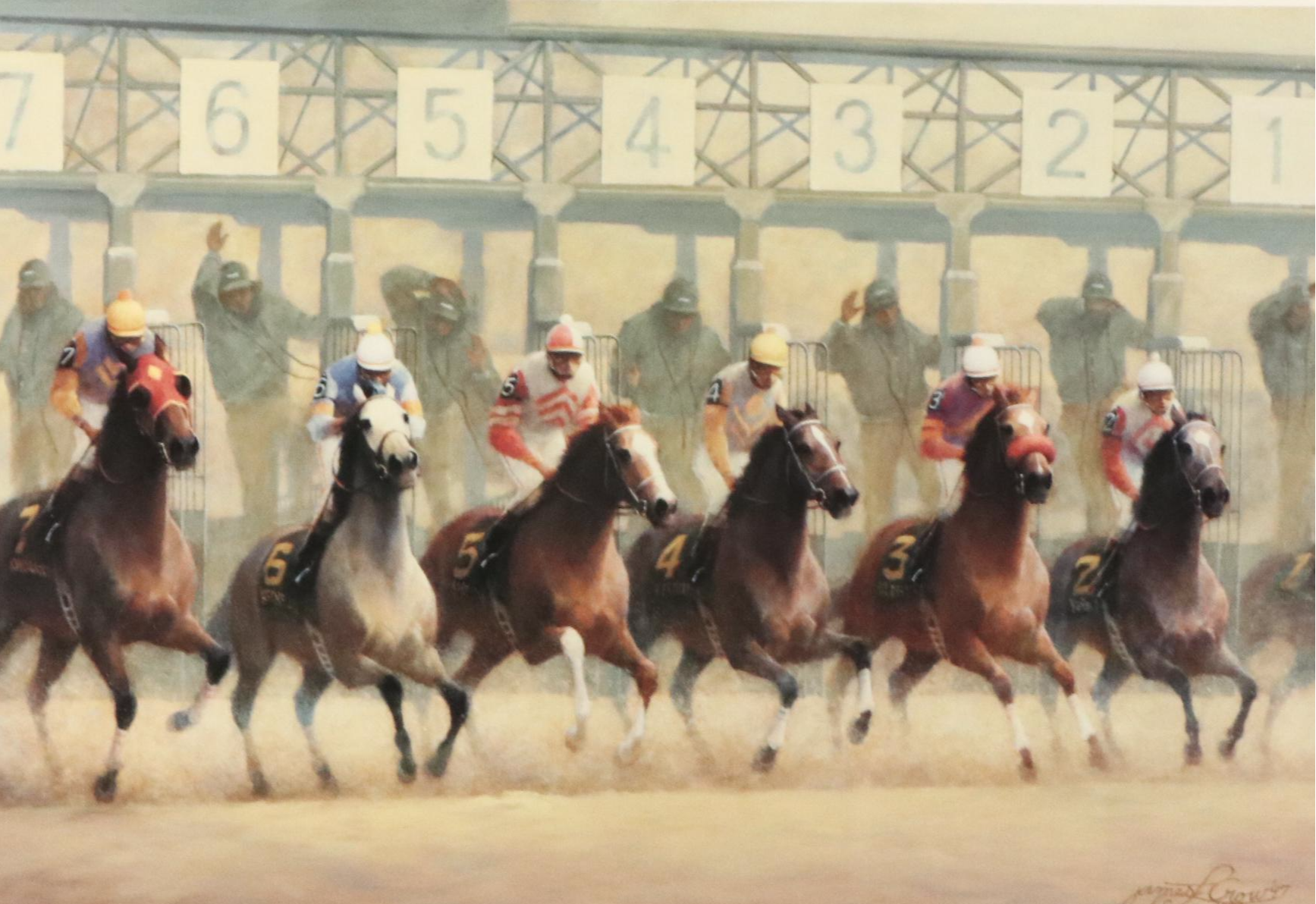 Pair of James Crow Keeneland Horse Racing Offset Lithographs