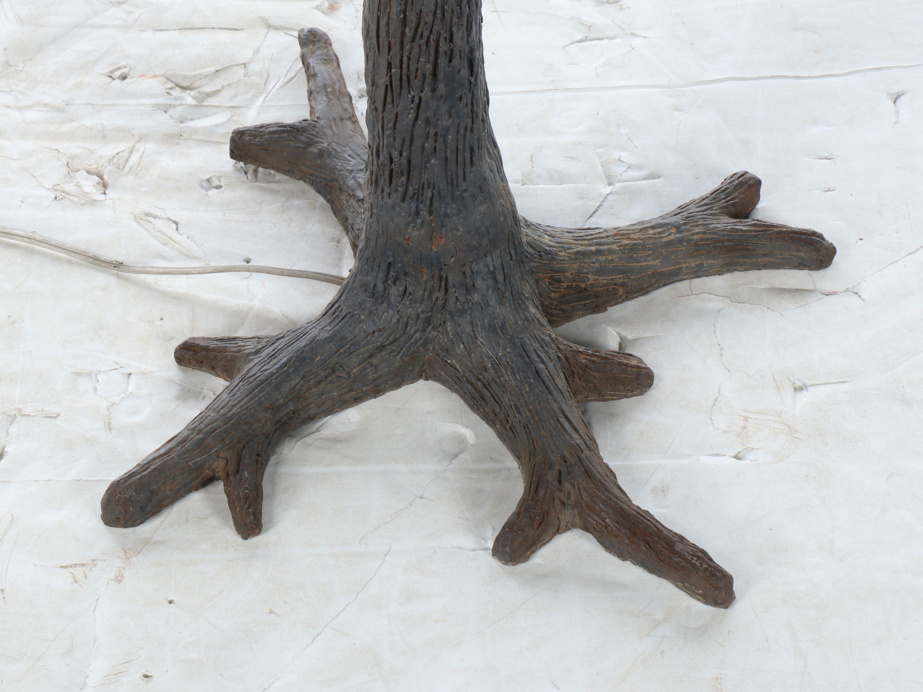 Faux Bois Floor Lamp with Drum Shade, 21st Century