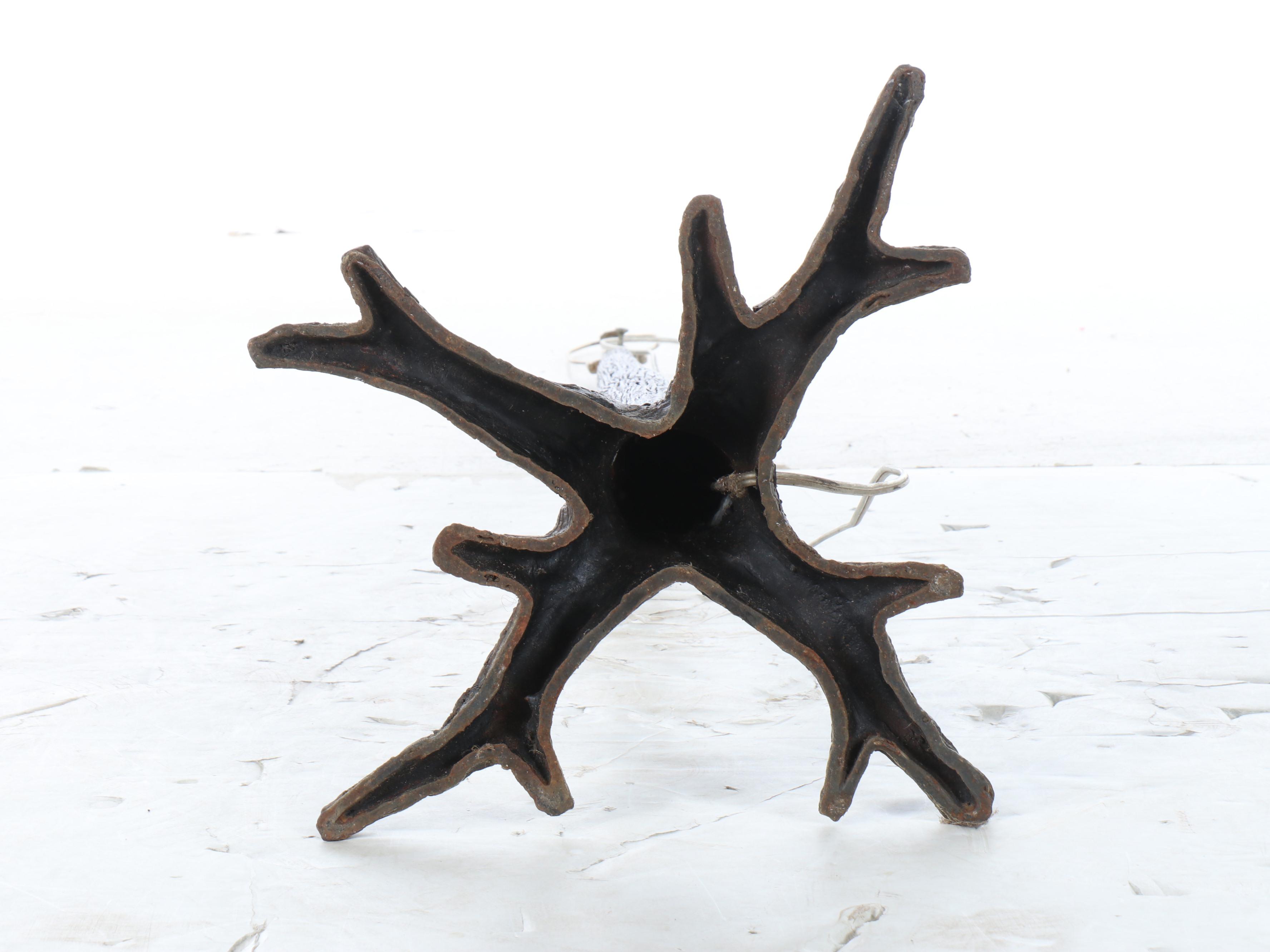 Faux Bois Floor Lamp with Drum Shade, 21st Century