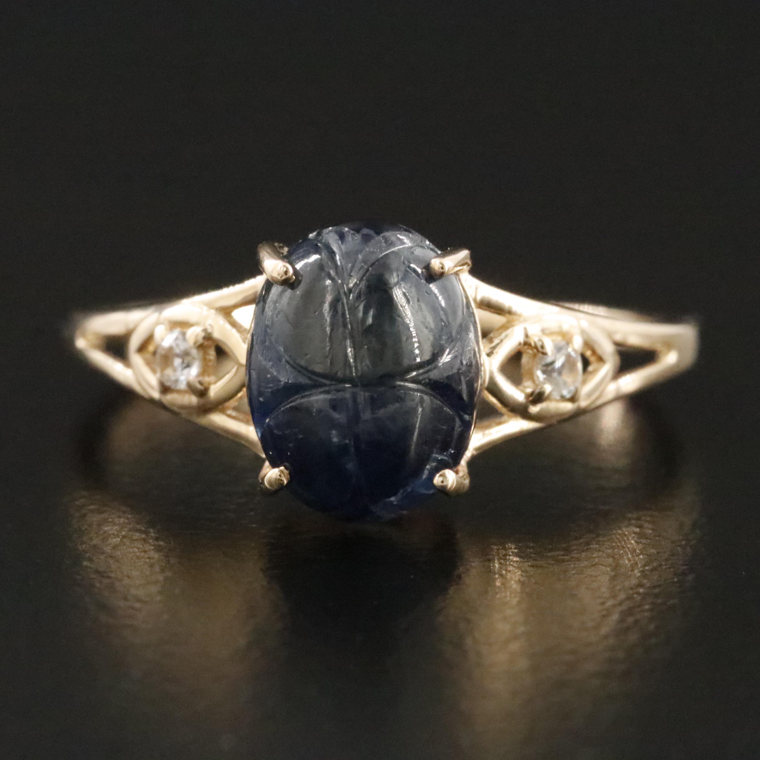 14K Filled Corundum and White Sapphire Ring