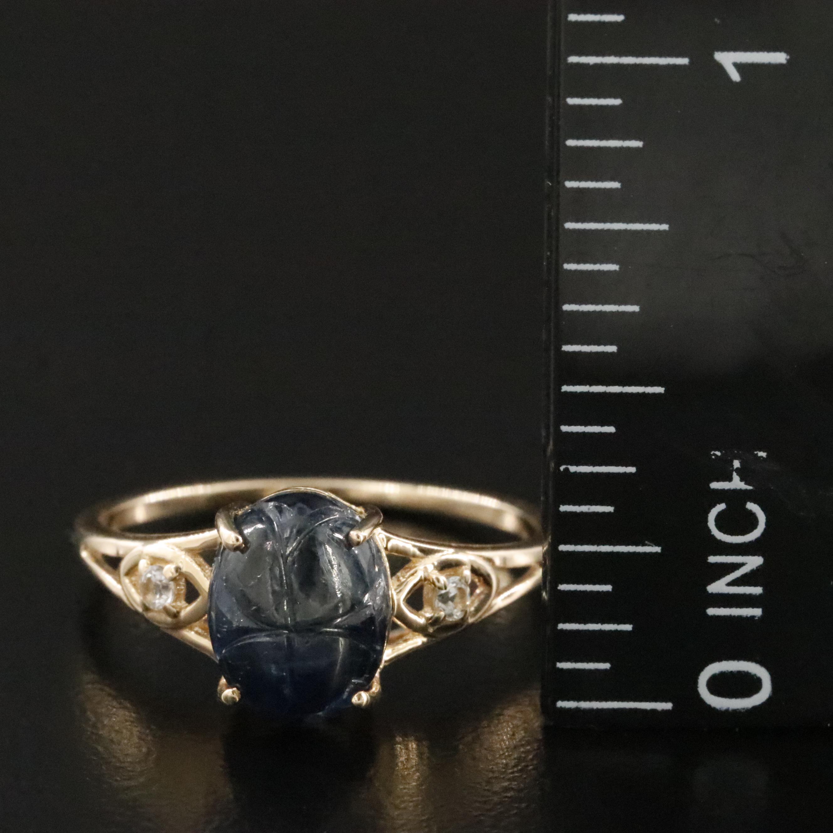 14K Filled Corundum and White Sapphire Ring