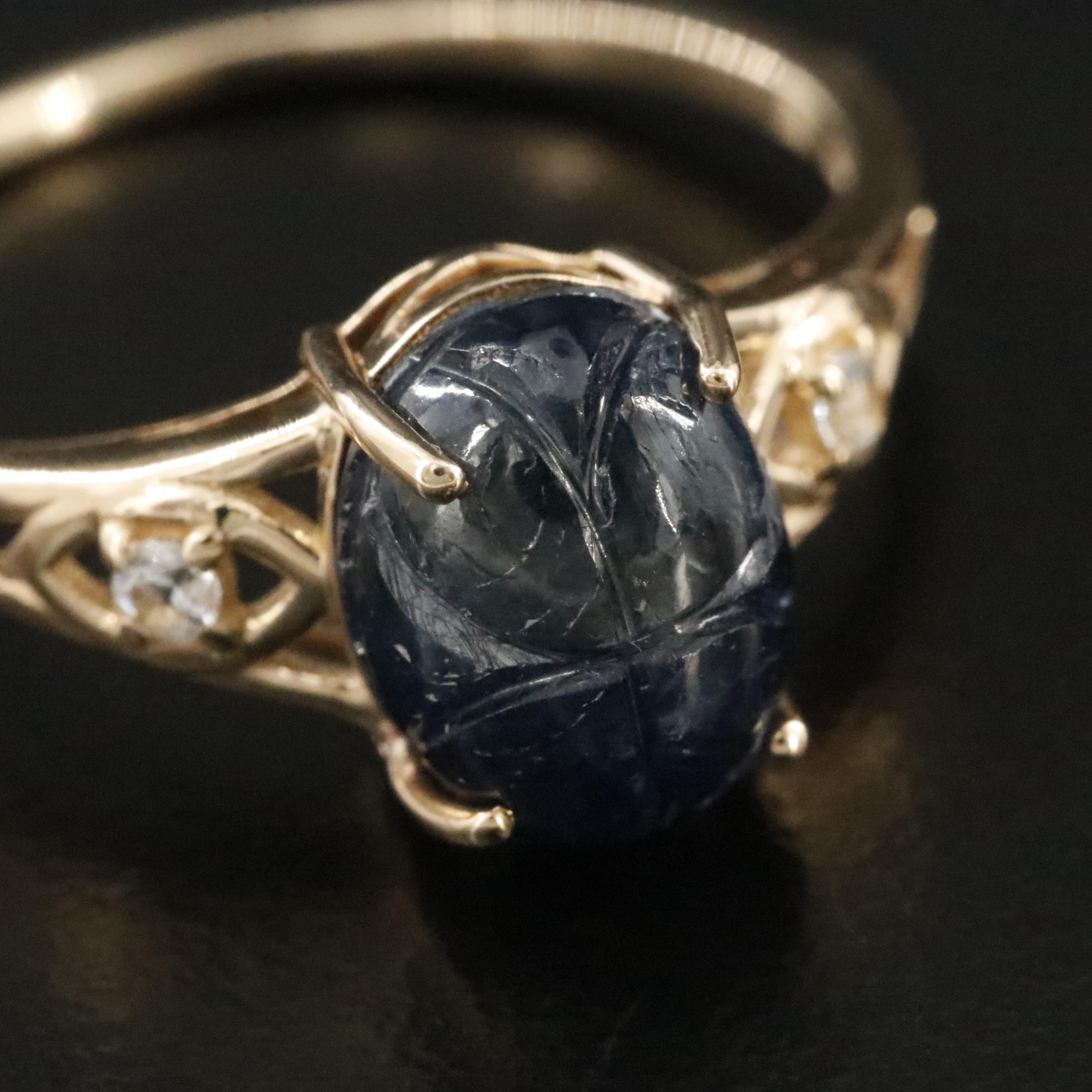 14K Filled Corundum and White Sapphire Ring