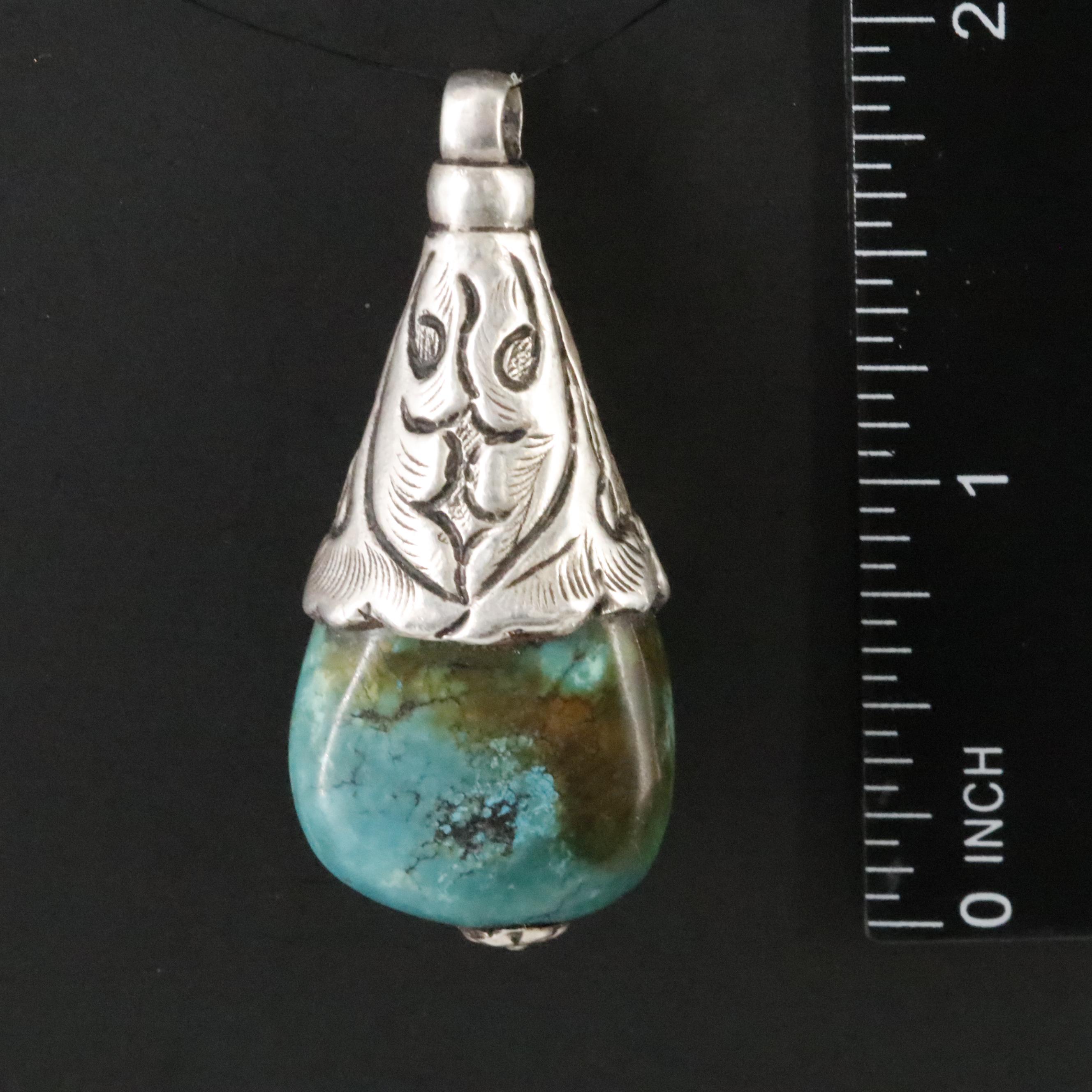 Tibetan Sterling Turquoise Pendant