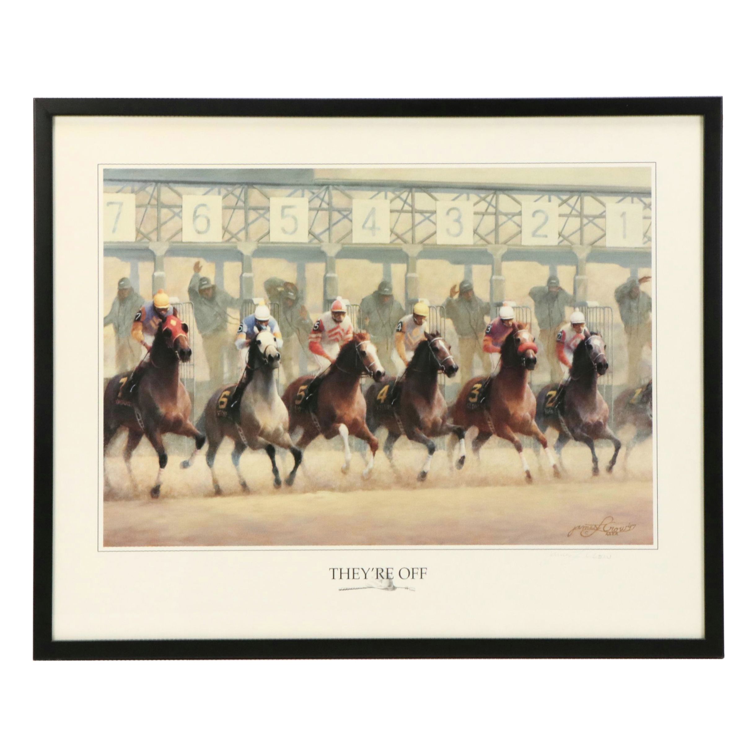 Pair of James Crow Keeneland Horse Racing Offset Lithographs