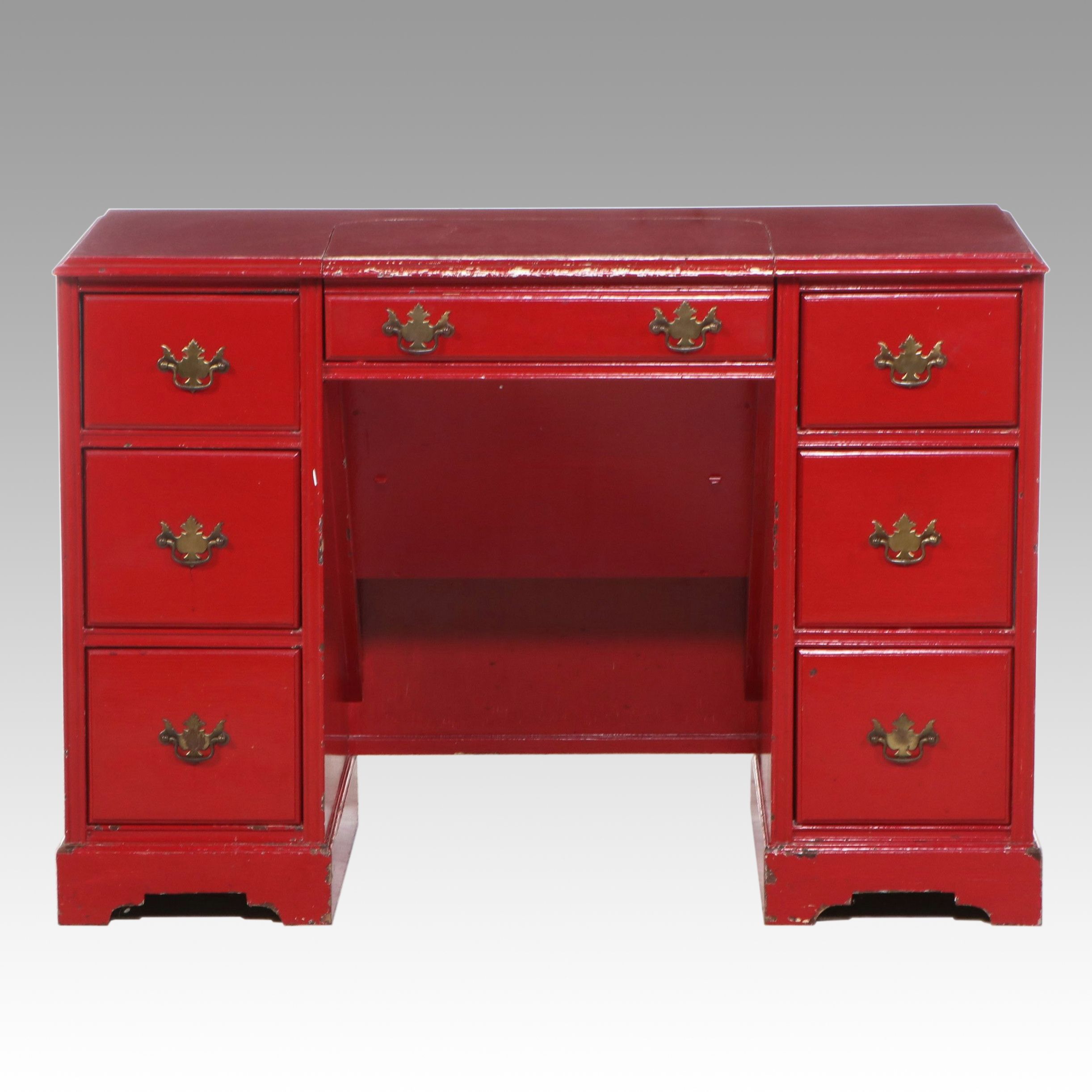 Painted Chippendale Style Vanity Desk, Mid-20th Century