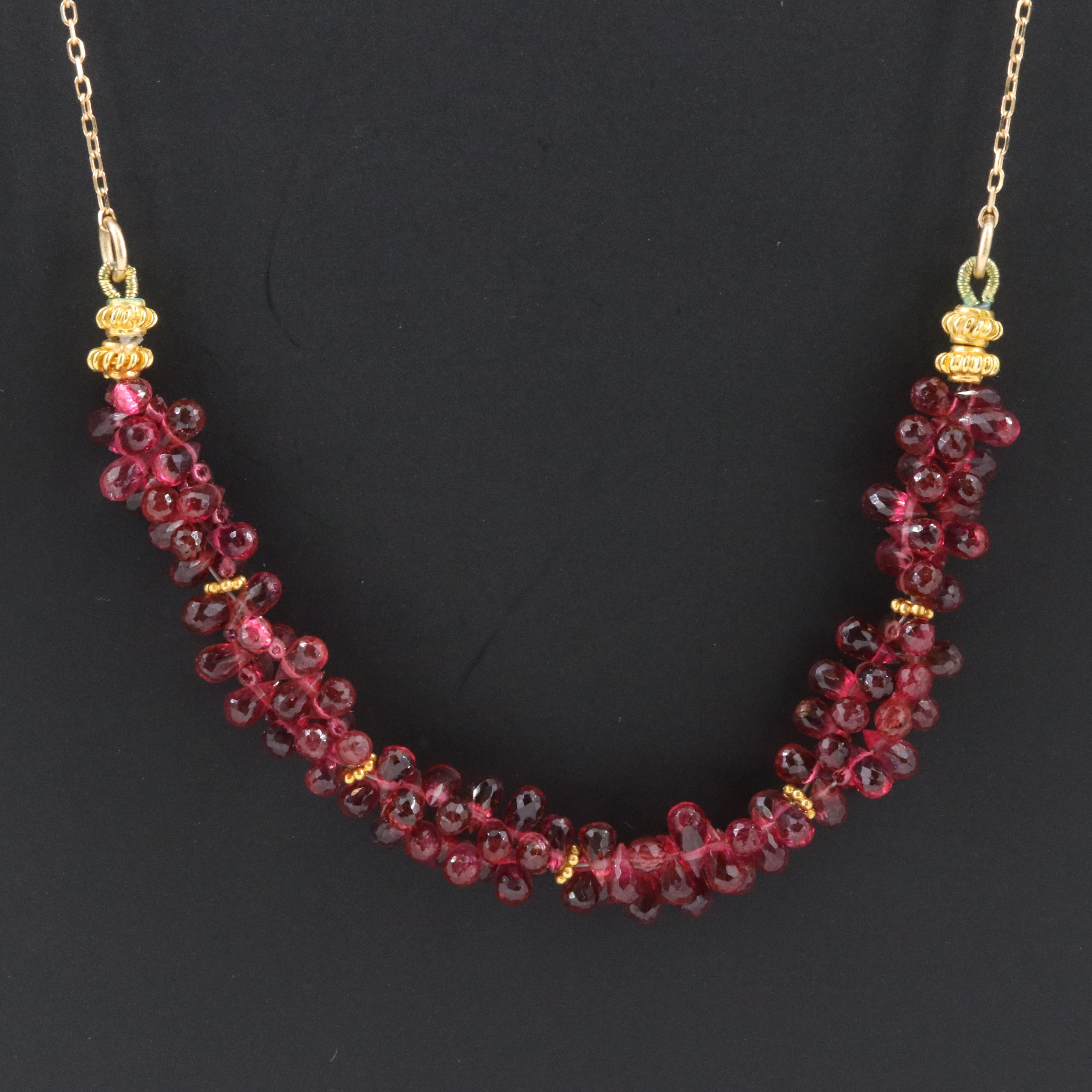 14K Tourmaline Cluster Bead Necklace