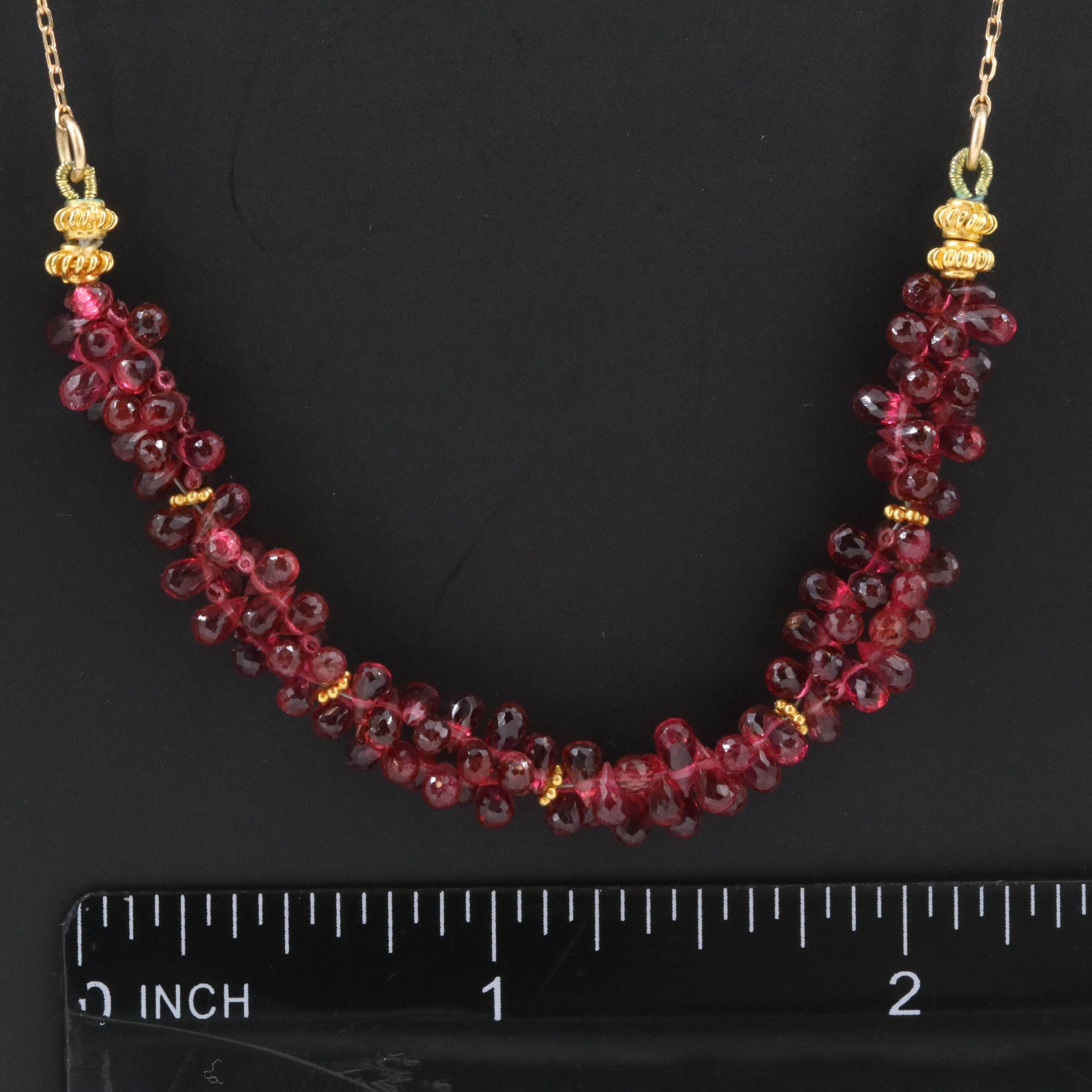 14K Tourmaline Cluster Bead Necklace