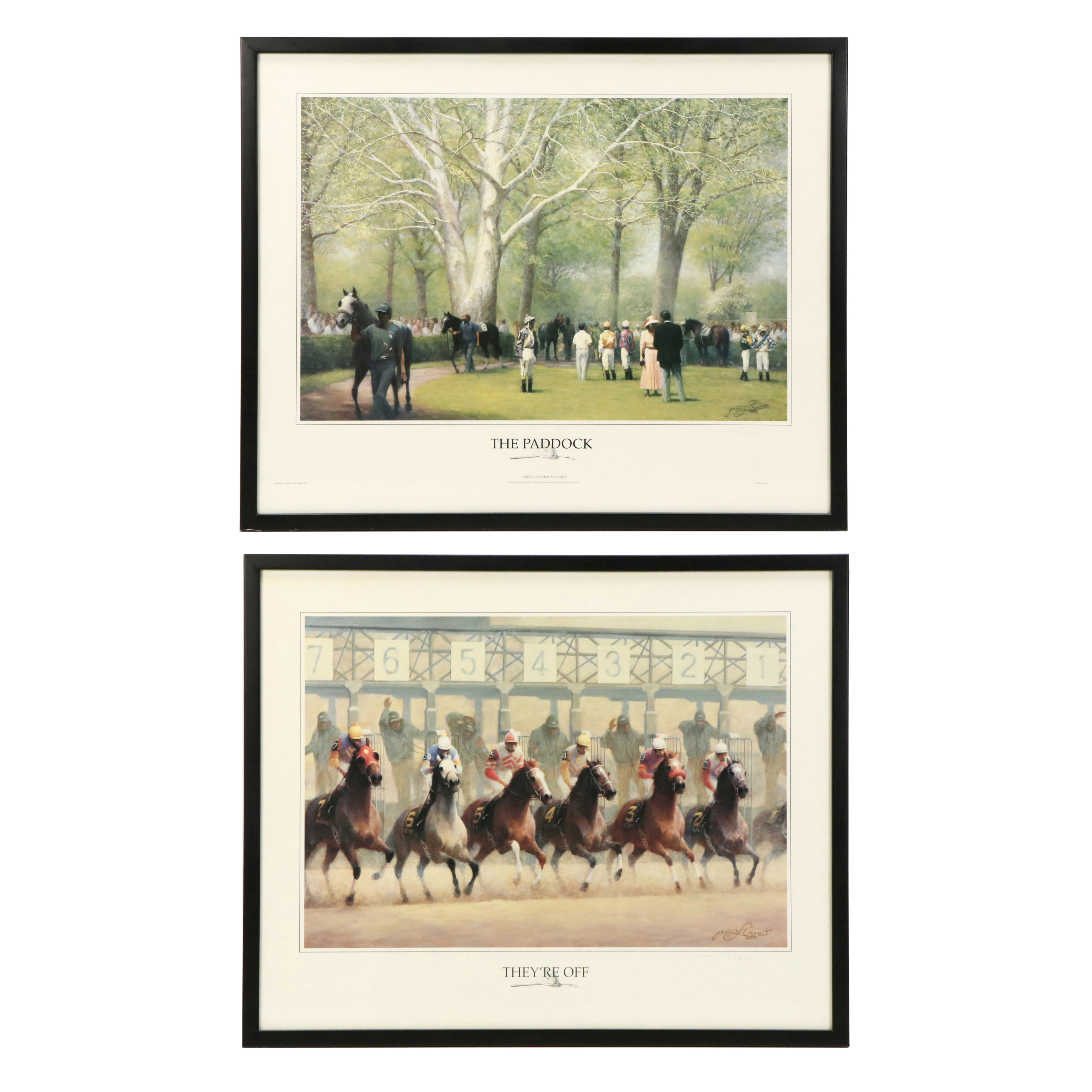Pair of James Crow Keeneland Horse Racing Offset Lithographs