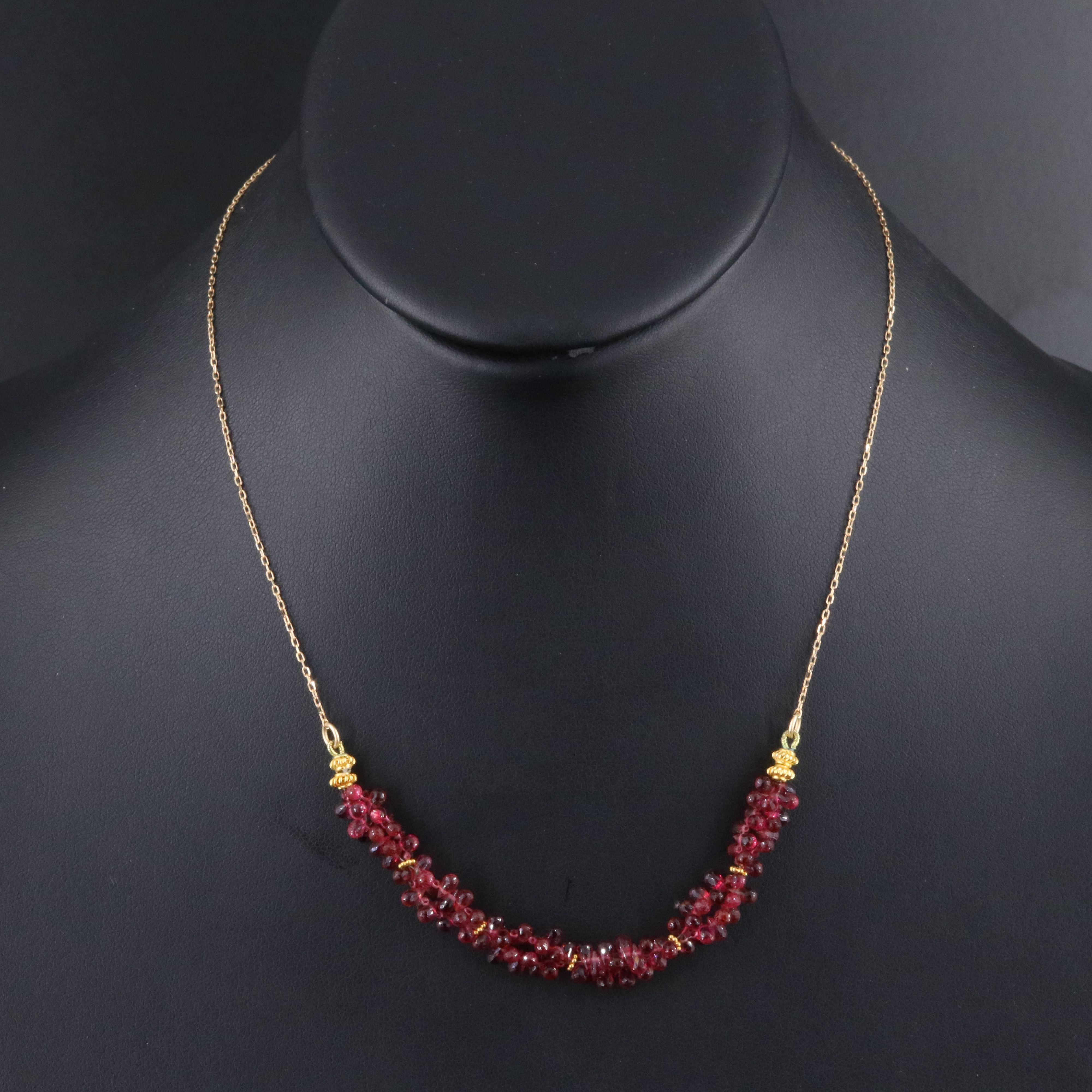 14K Tourmaline Cluster Bead Necklace