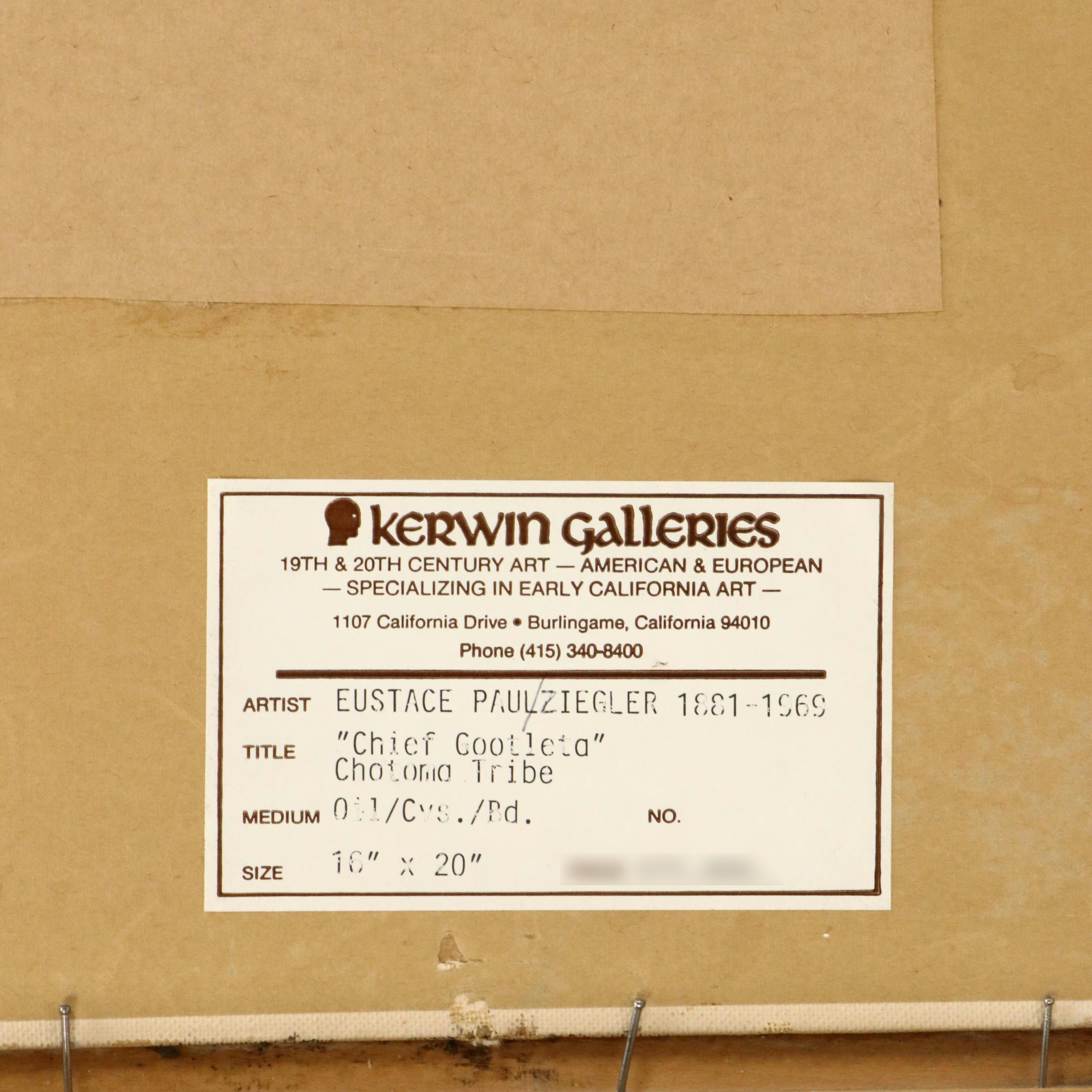 Eustace Paul Ziegler Oil Portrait "Chief Gootleta of the Chitina"