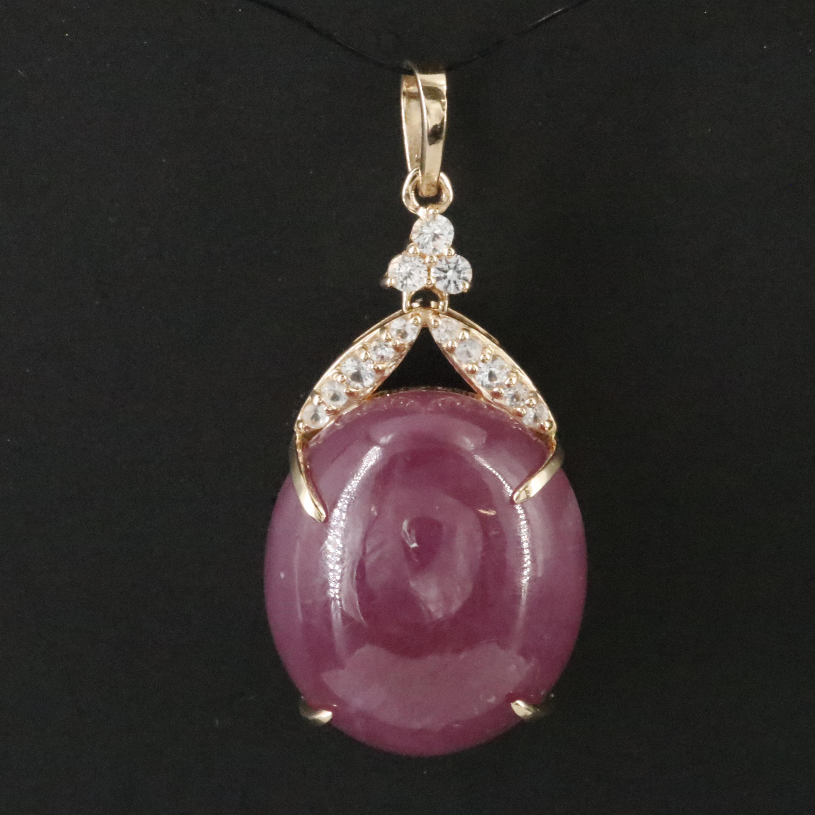 14K Filled Corundum and White Sapphire Pendant